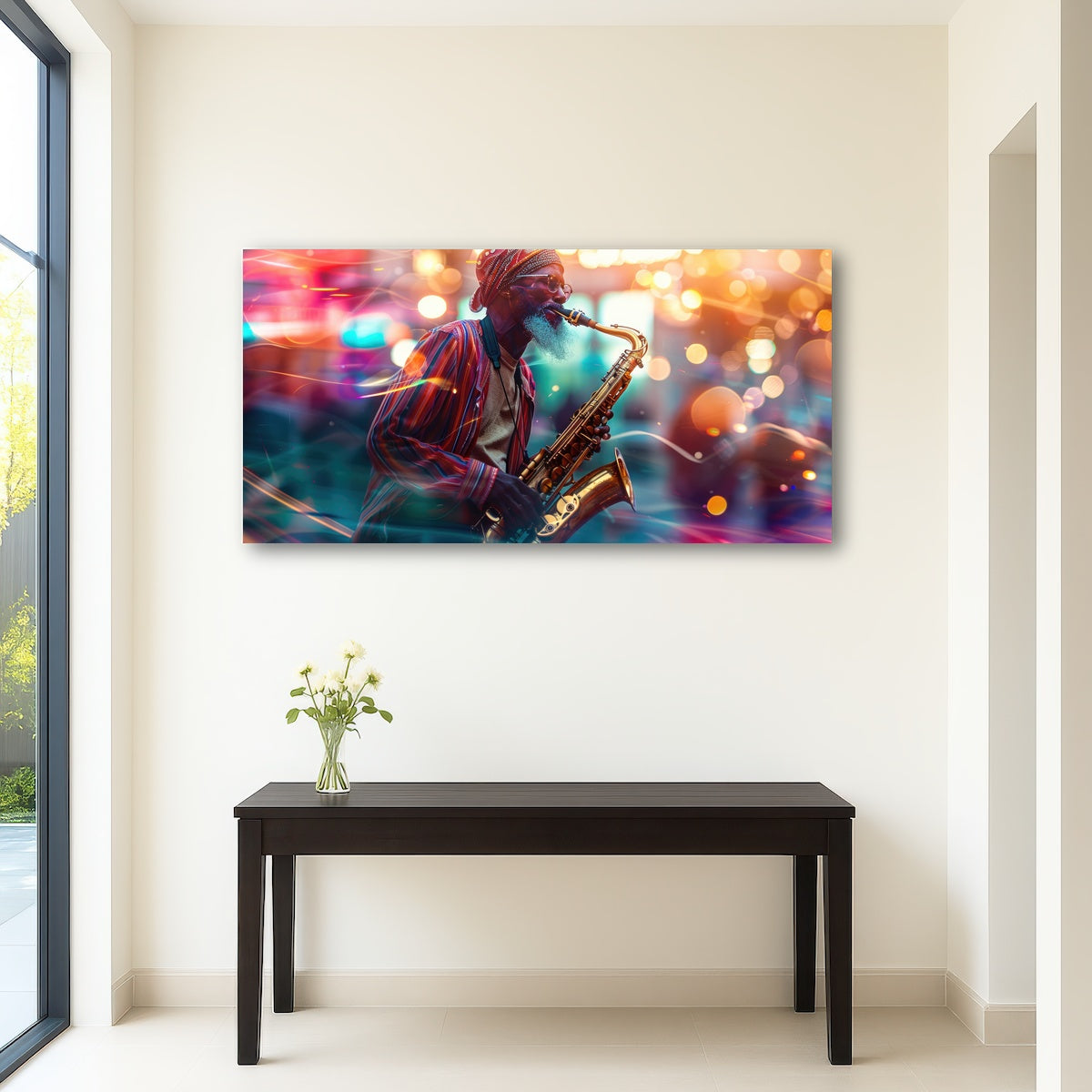 AUTO-MOCKUP ROOM | Saxophonist in the city lights