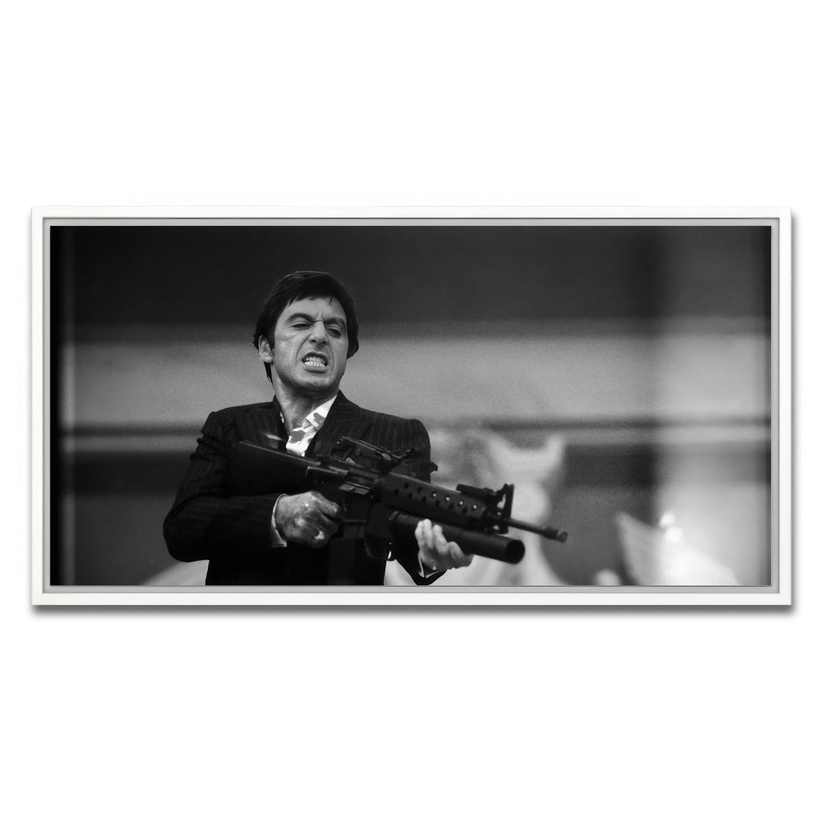 AUTO-MOCKUP WHITE | Scarface Black & White | 1 Piece | White Frame | group=2x1
