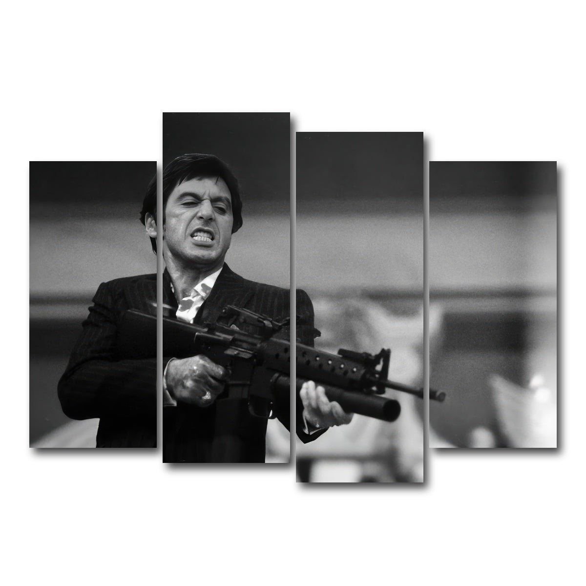 AUTO-MOCKUP WHITE | Scarface Black & White | 4 Piece | Gallery Wrapped | group=4_normal
