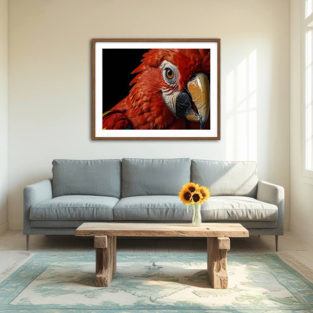 AUTO-MOCKUP ROOM | Scarlet Macaw Close-up Wall Art