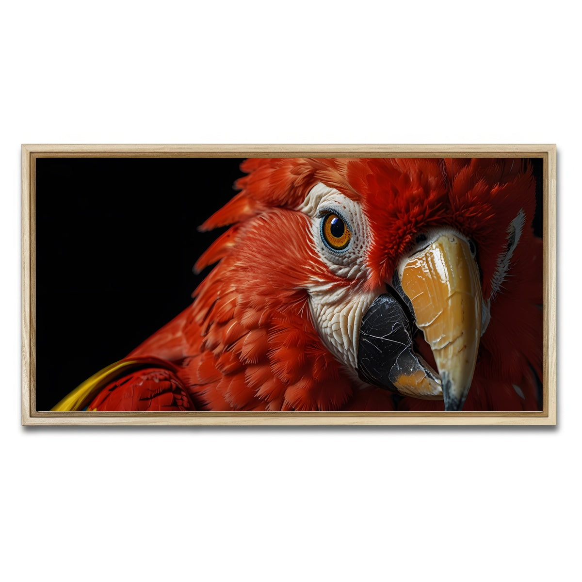 AUTO-MOCKUP WHITE | Scarlet Macaw close-up | 1 Piece | Natural Framed Canvas | group=2x1