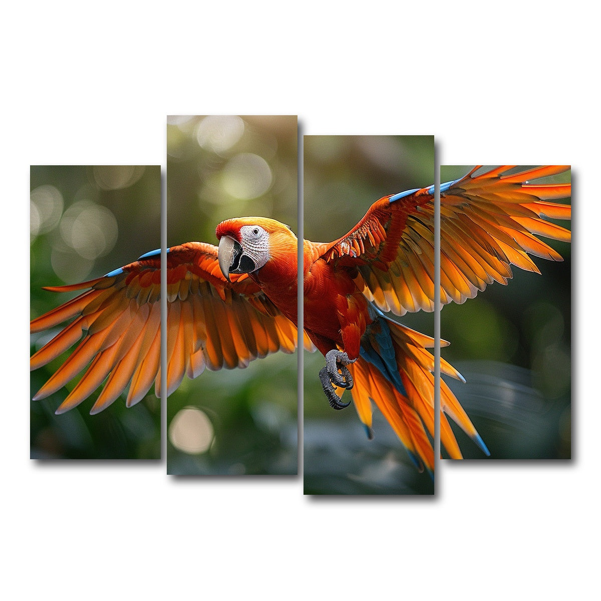 AUTO-MOCKUP WHITE | Scarlet Macaw in Flight | 4 Piece | Gallery Wrap Canvas | group=4_normal