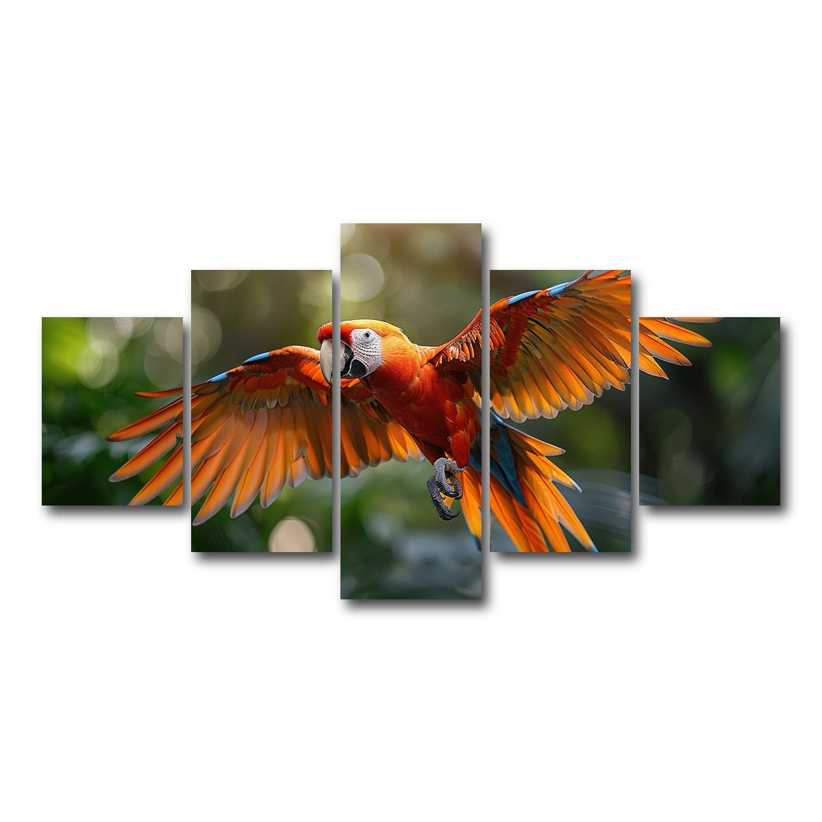 AUTO-MOCKUP WHITE | Scarlet Macaw in Flight | 5 Piece | Gallery Wrap Canvas | group=5_short