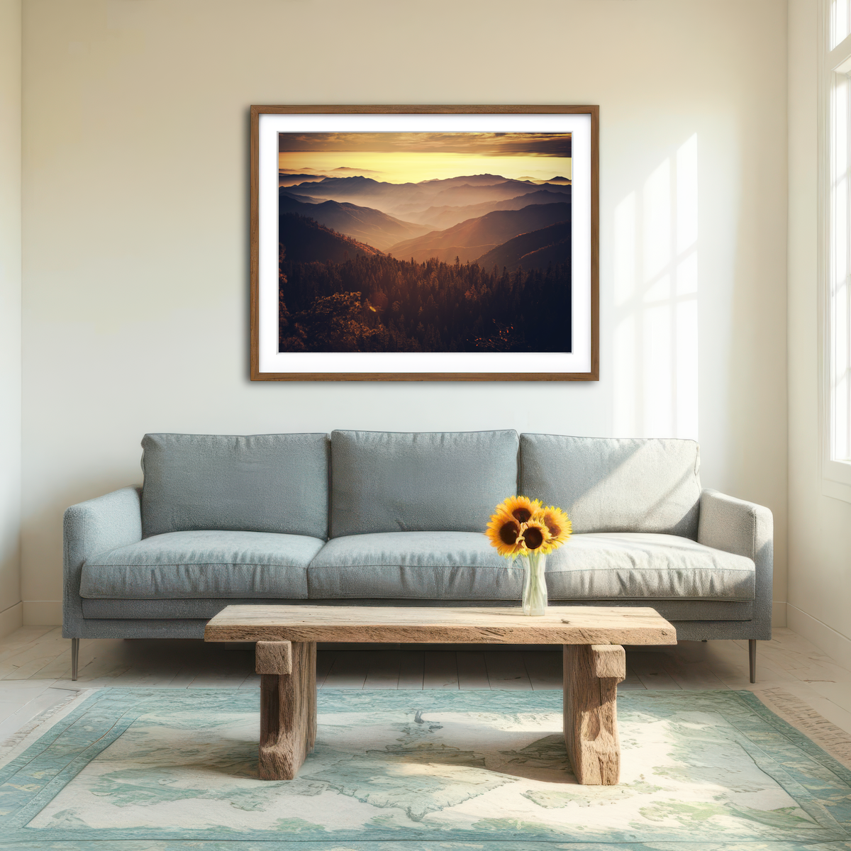 AUTO-MOCKUP ROOM | Scenic Sunset Sierra Nevada Mountains Wall Art