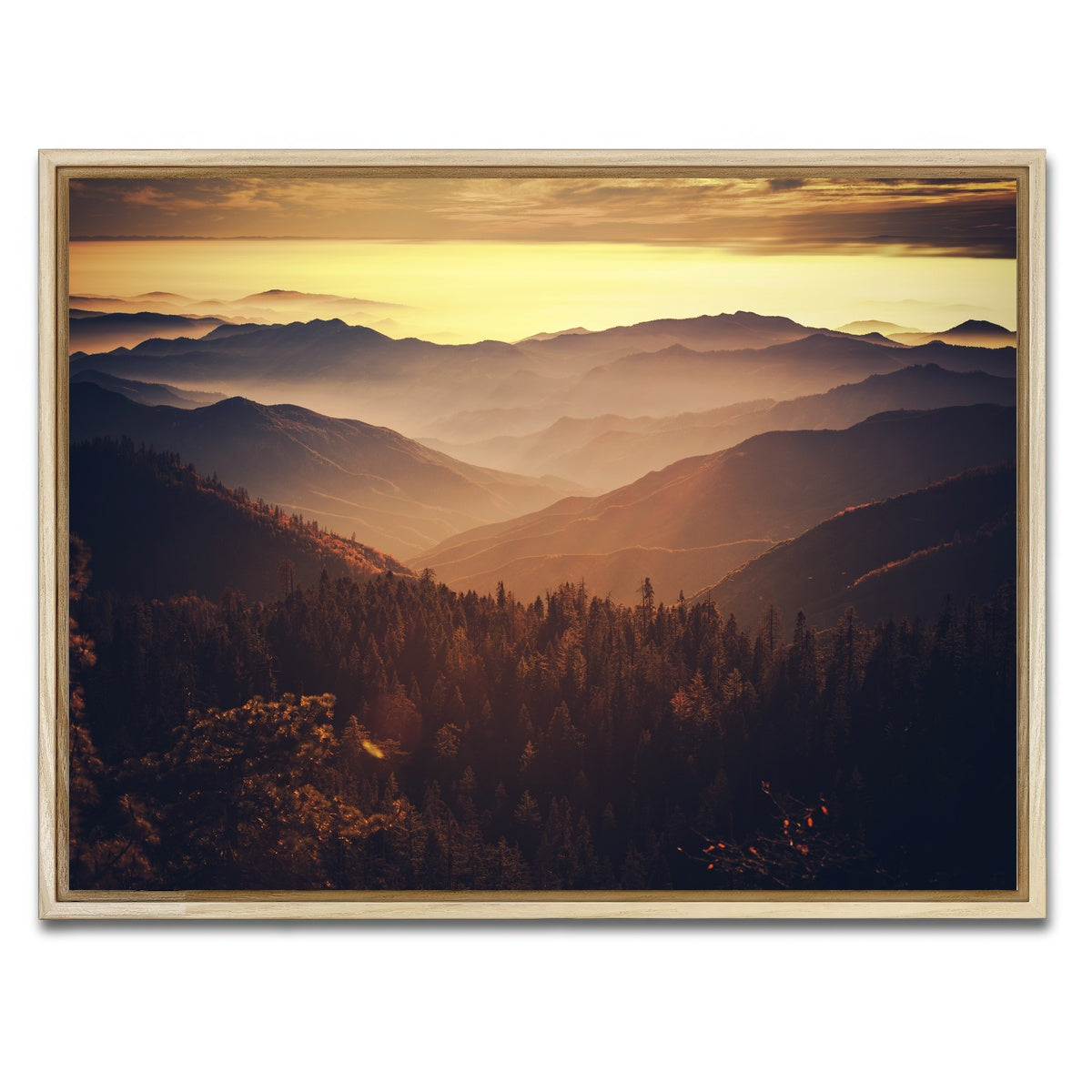 AUTO-MOCKUP WHITE | Scenic Sunset Sierra Nevada Mountains | 1 Piece | Natural Framed Canvas | group=4x3