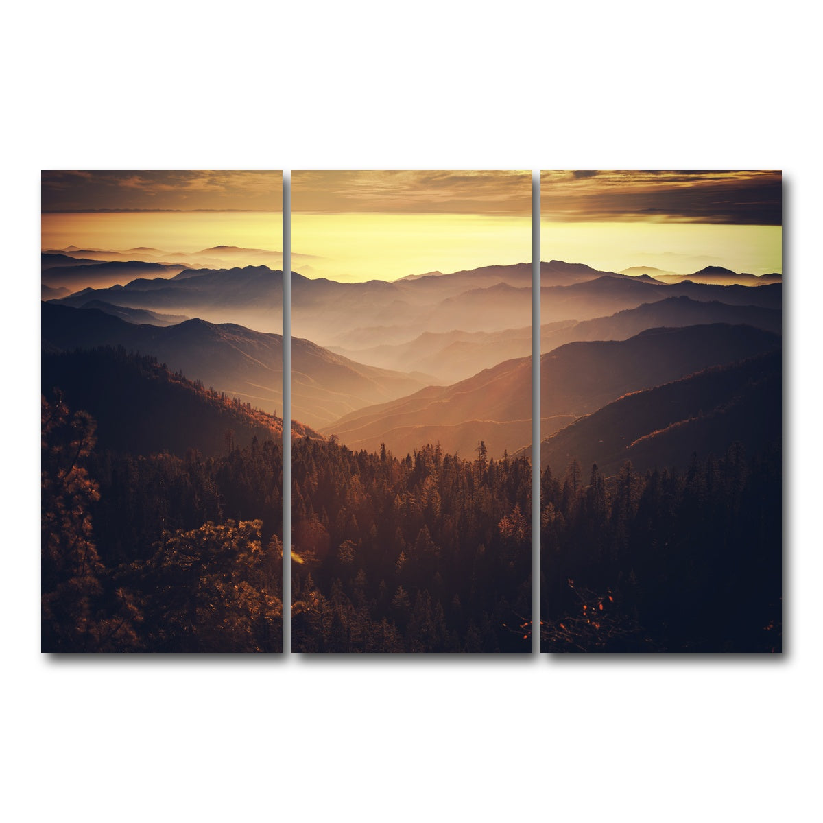 AUTO-MOCKUP WHITE | Scenic Sunset Sierra Nevada Mountains | 3 Piece | Gallery Wrap Canvas | group=12x24