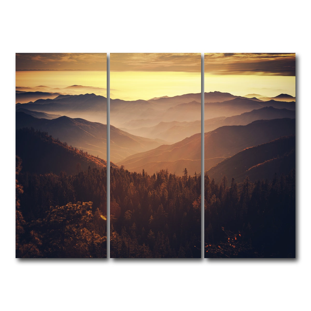 AUTO-MOCKUP WHITE | Scenic Sunset Sierra Nevada Mountains | 3 Piece | Gallery Wrap Canvas | group=8x18