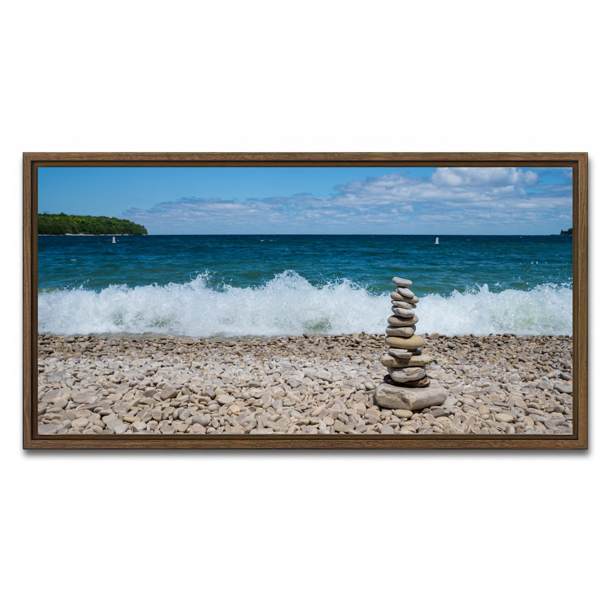 AUTO-MOCKUP WHITE | School House Beach | 1 Piece | Walnut Framed Canvas | group=2x1