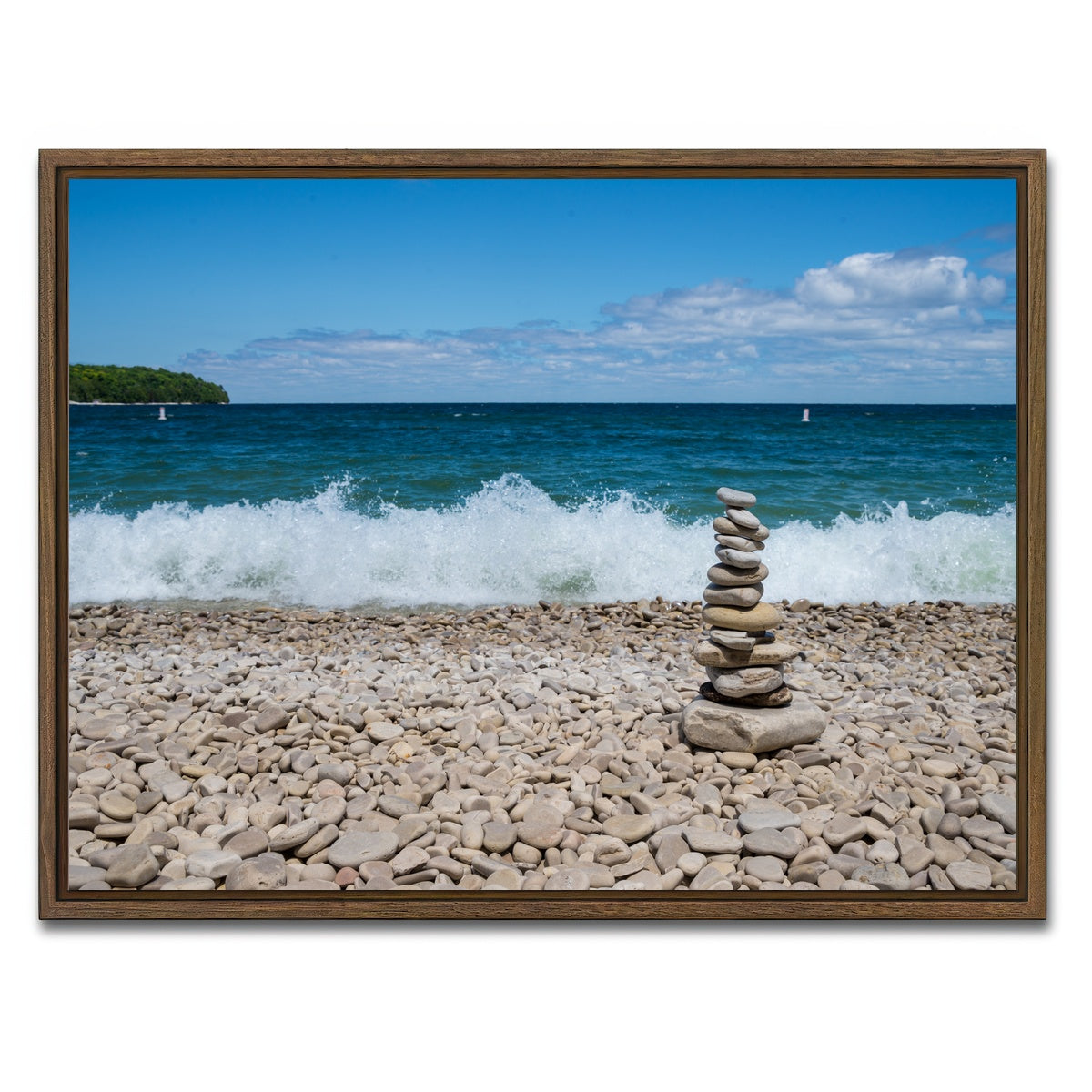 AUTO-MOCKUP WHITE | School House Beach | 1 Piece | Walnut Framed Canvas | group=4x3
