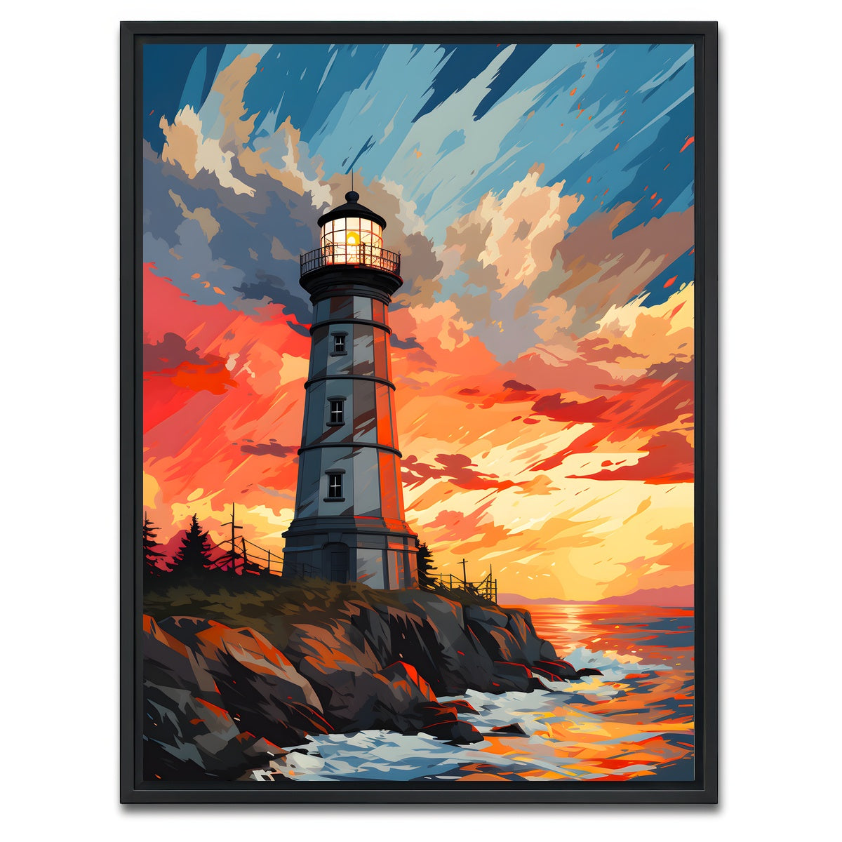 AUTO-MOCKUP WHITE | Scotland - Corsewall Lighthouse | 1 Piece | Black Framed Canvas | group=3x4