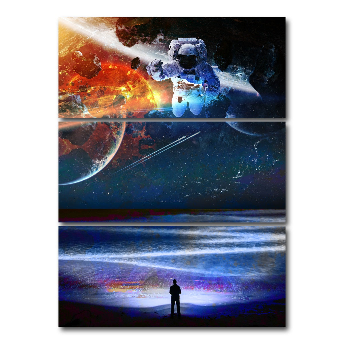 AUTO-MOCKUP WHITE | Sea and Space | 3 Piece | Gallery Wrap Canvas | group=8x18_stacked