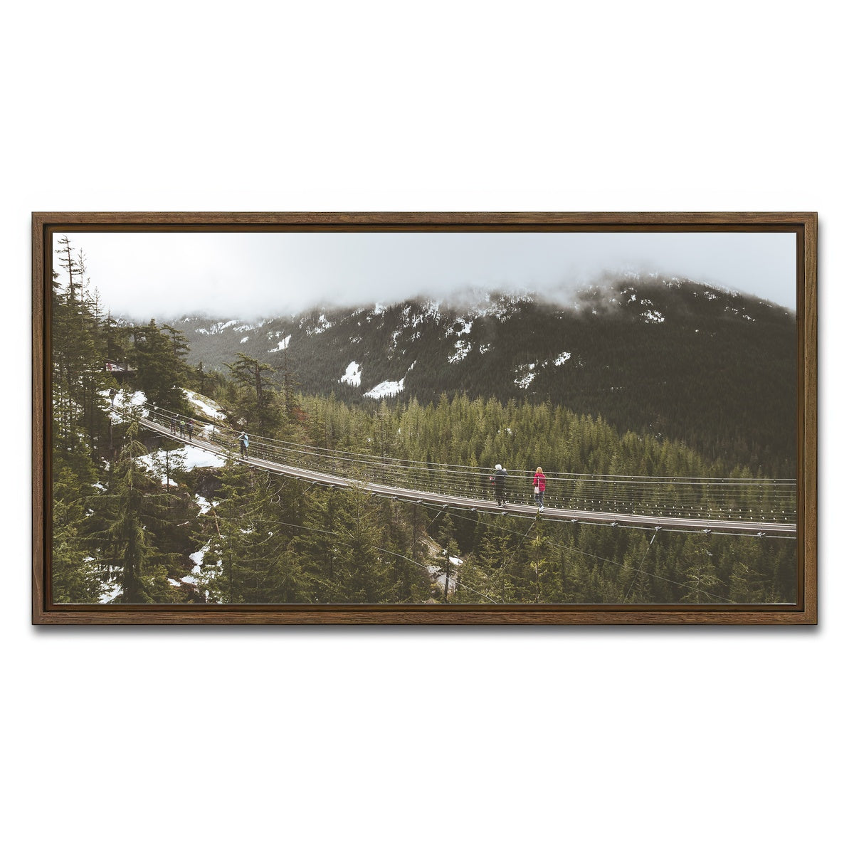 AUTO-MOCKUP WHITE | Sea to Sky Suspension Bridge Canada | 1 Piece | Walnut Framed Canvas | group=2x1