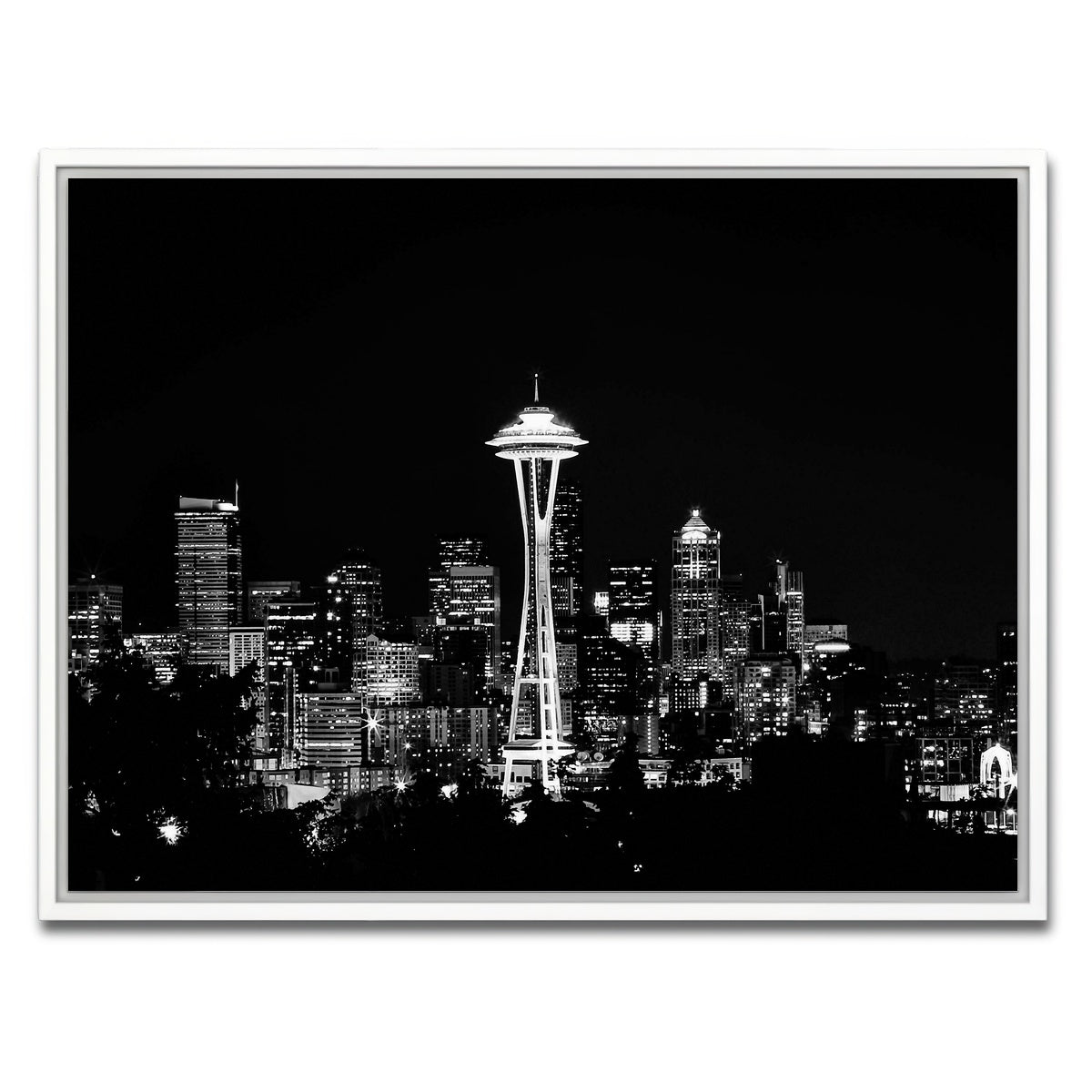 AUTO-MOCKUP WHITE | Seattle skyline | 1 Piece | White Framed Canvas | group=4x3