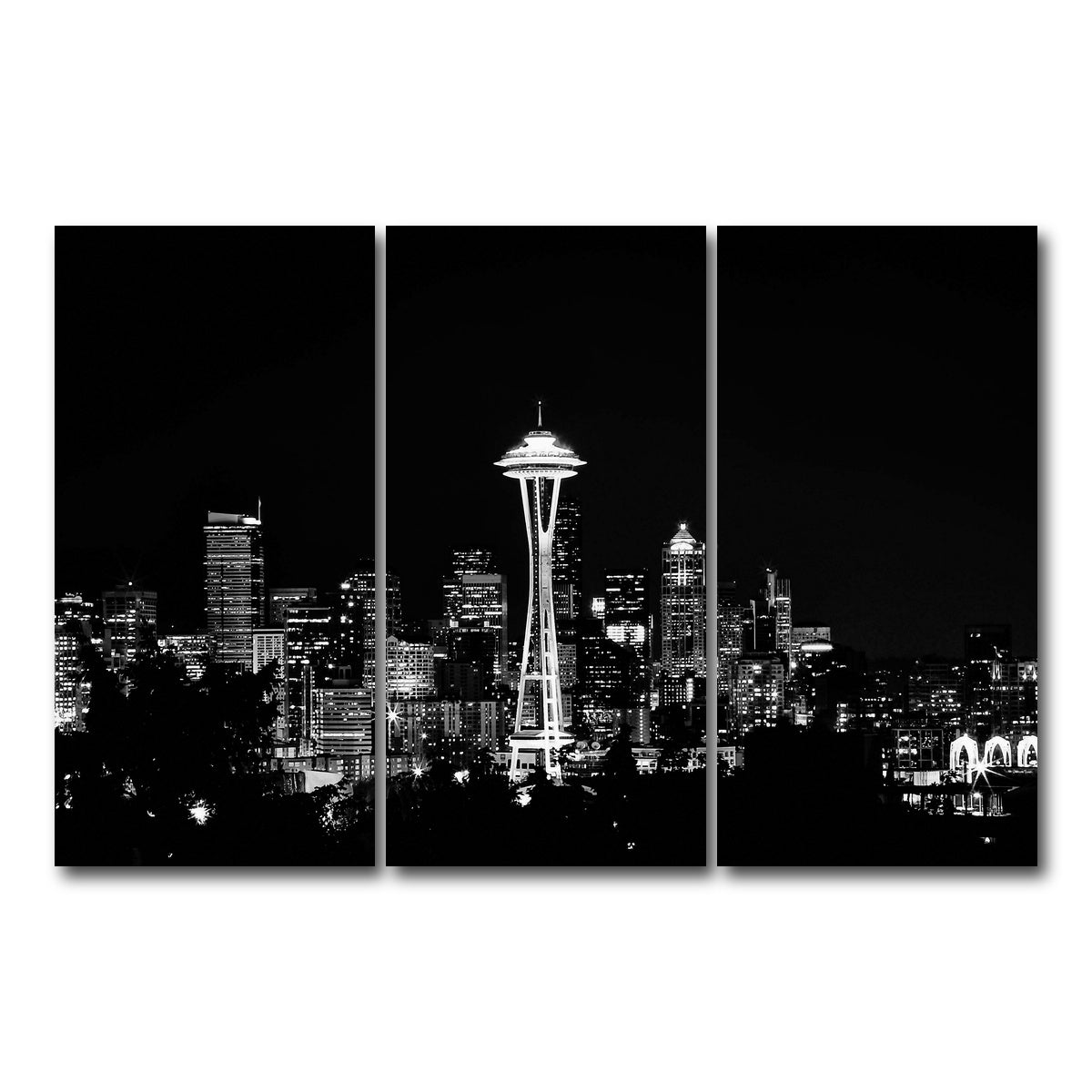 AUTO-MOCKUP WHITE | Seattle skyline | 3 Piece | Gallery Wrap Canvas | group=12x24