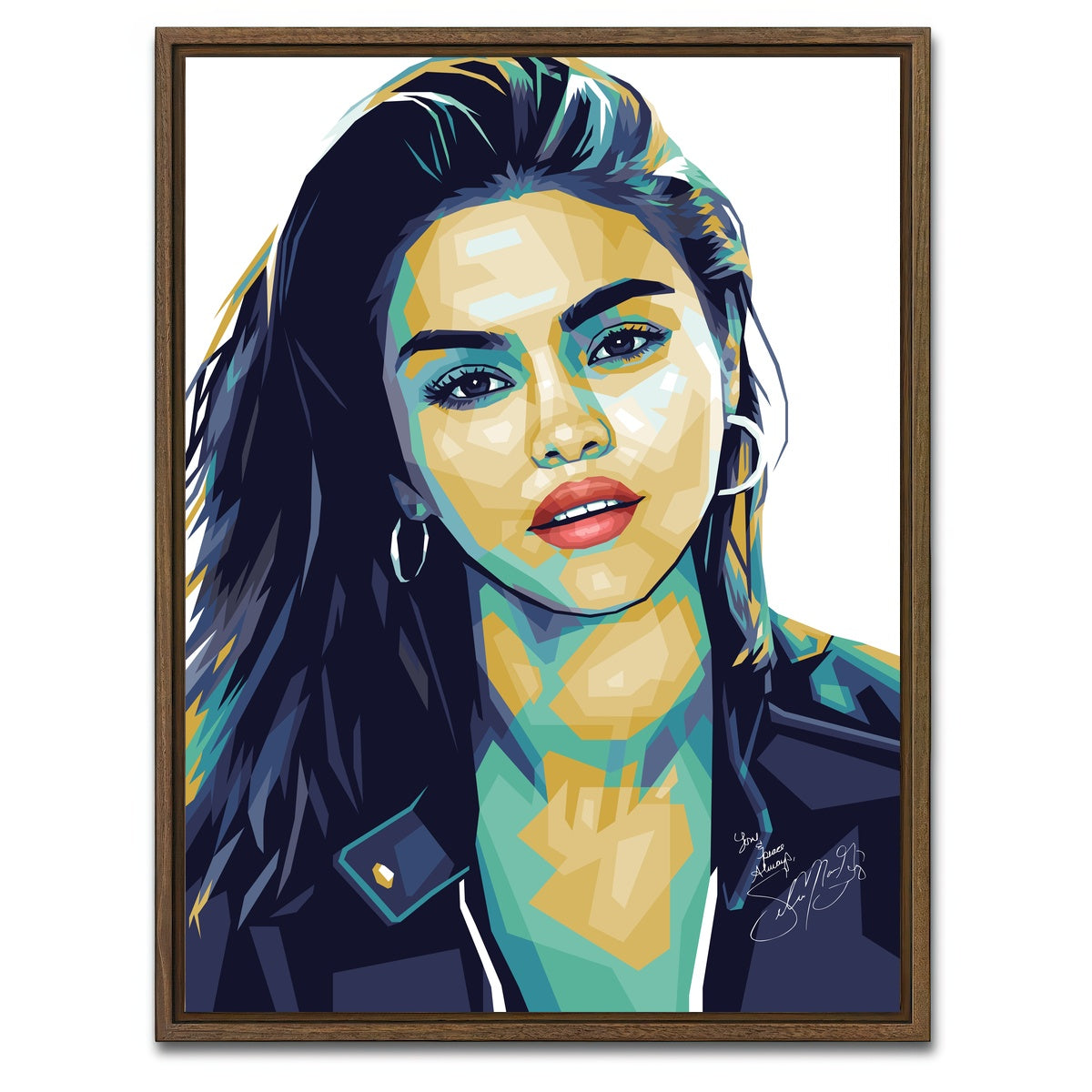 AUTO-MOCKUP WHITE | Selena Gomez White | 1 Piece | Walnut Framed Canvas | group=3x4