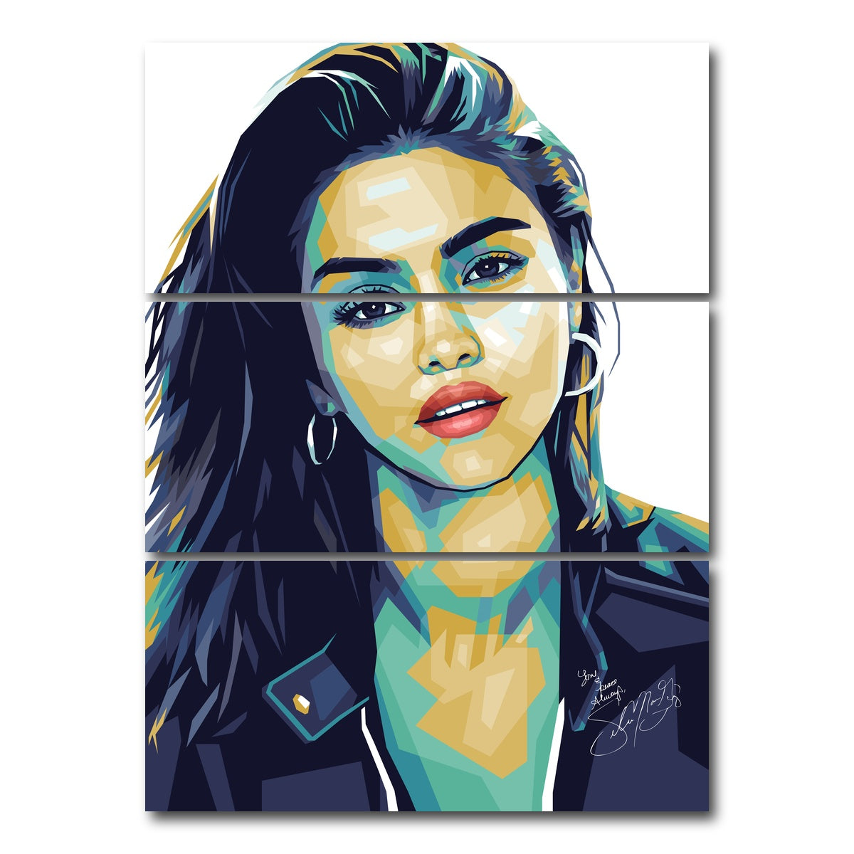 AUTO-MOCKUP WHITE | Selena Gomez White | 3 Piece | Gallery Wrap Canvas | group=8x18_stacked