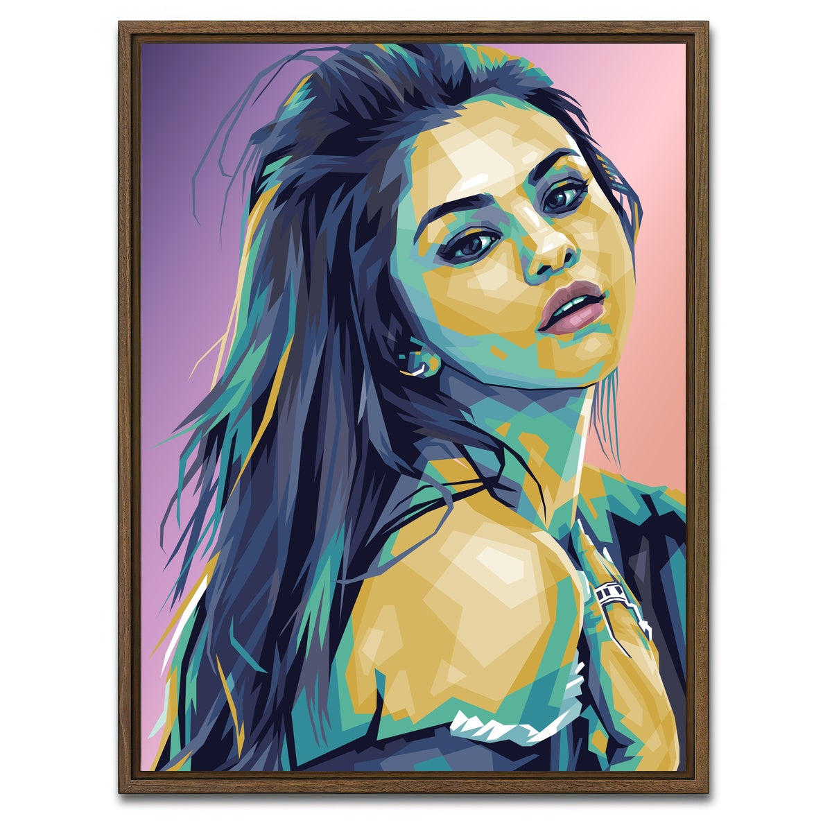 AUTO-MOCKUP WHITE | Selena Gomez | 1 Piece | Walnut Framed Canvas | group=3x4
