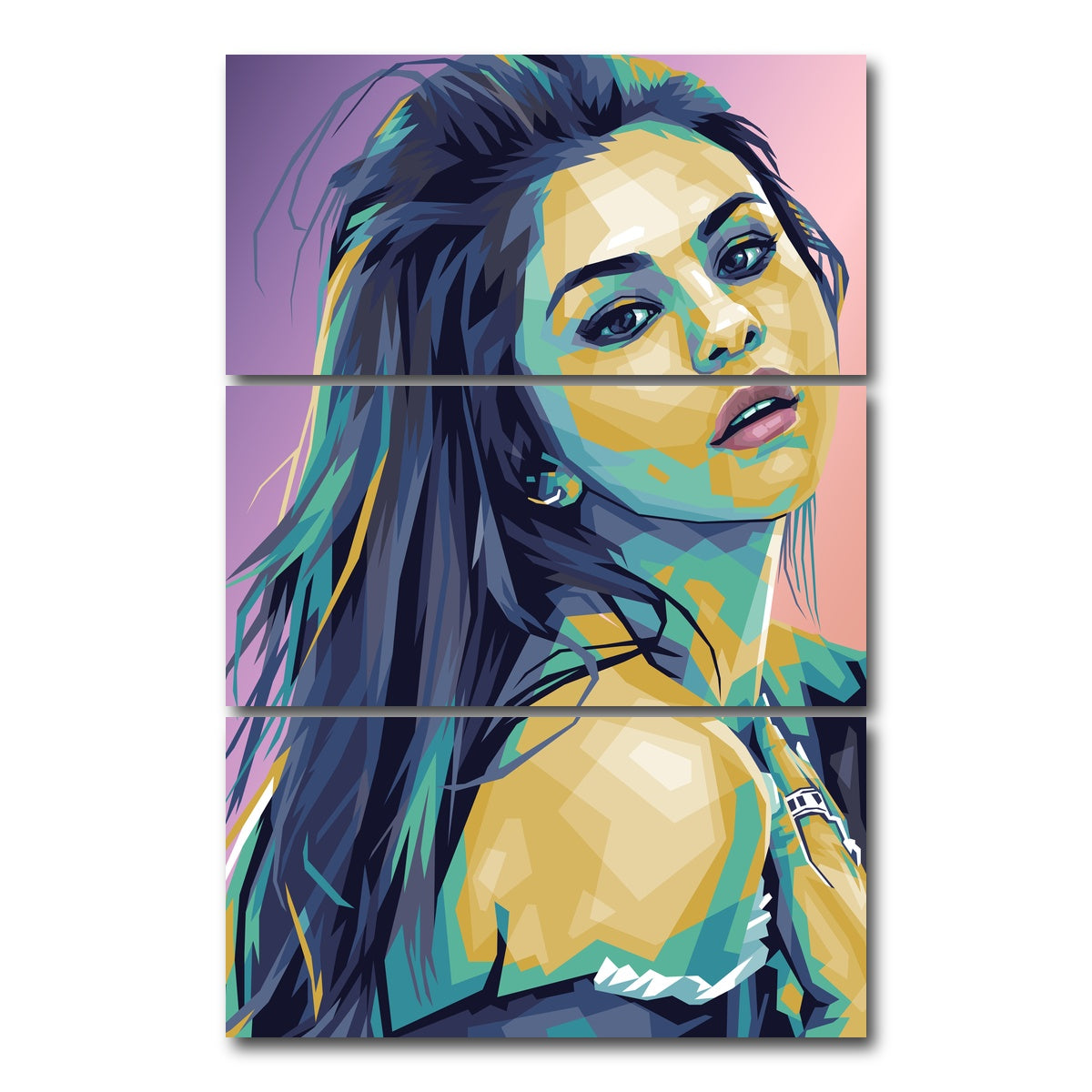 AUTO-MOCKUP WHITE | Selena Gomez | 3 Piece | Gallery Wrap Canvas | group=12x24_stacked