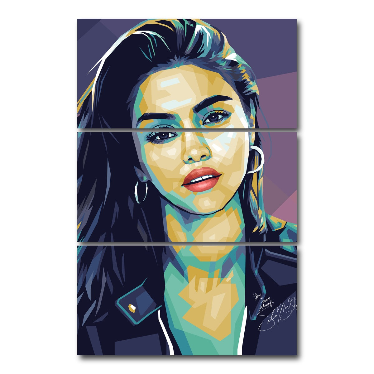 AUTO-MOCKUP WHITE | Selena Purple | 3 Piece | Gallery Wrap Canvas | group=12x24_stacked