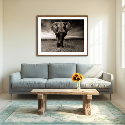 AUTO-MOCKUP ROOM | Sepia Elephant Wall Art