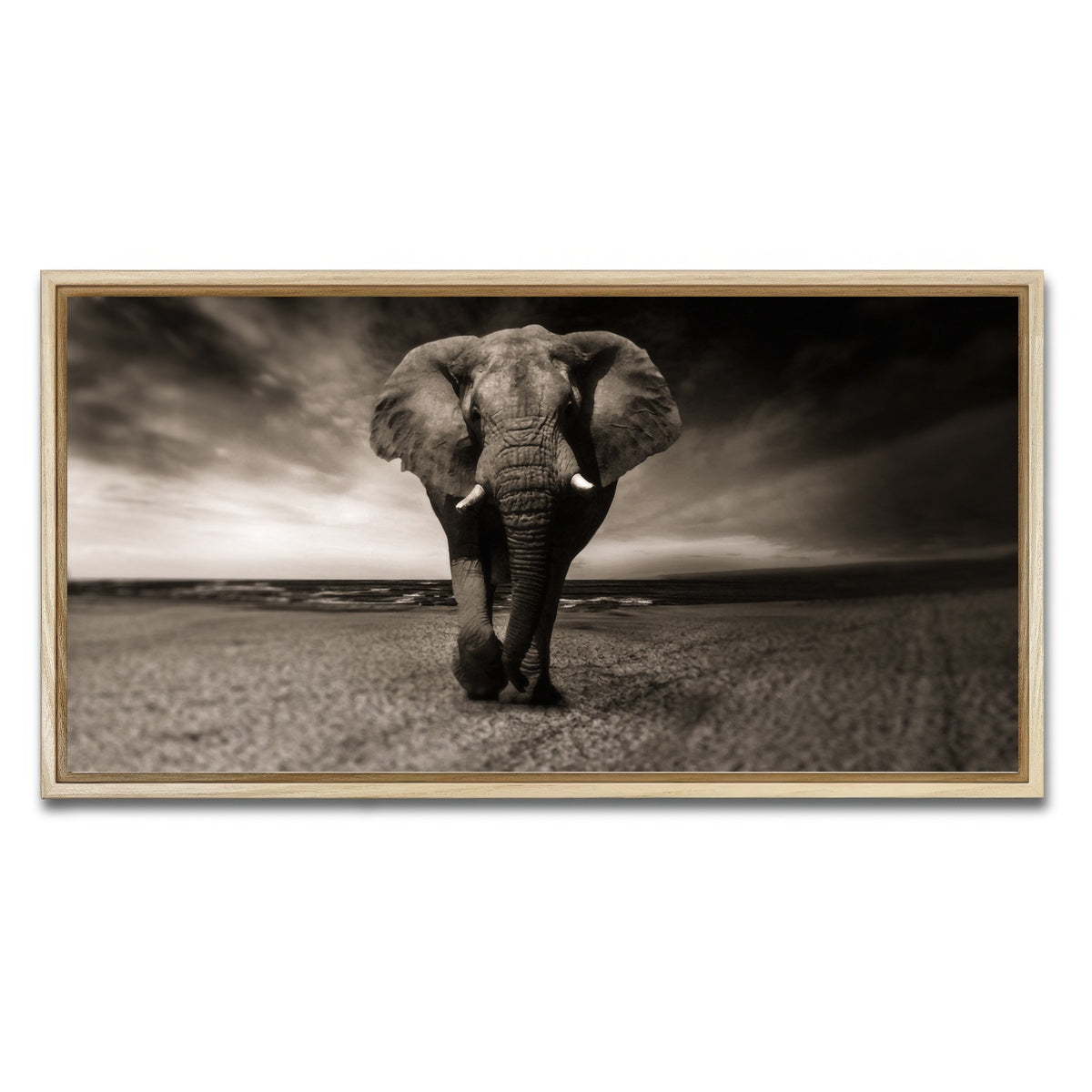 AUTO-MOCKUP WHITE | Sepia Elephant | 1 Piece | Natural Framed Canvas | group=2x1