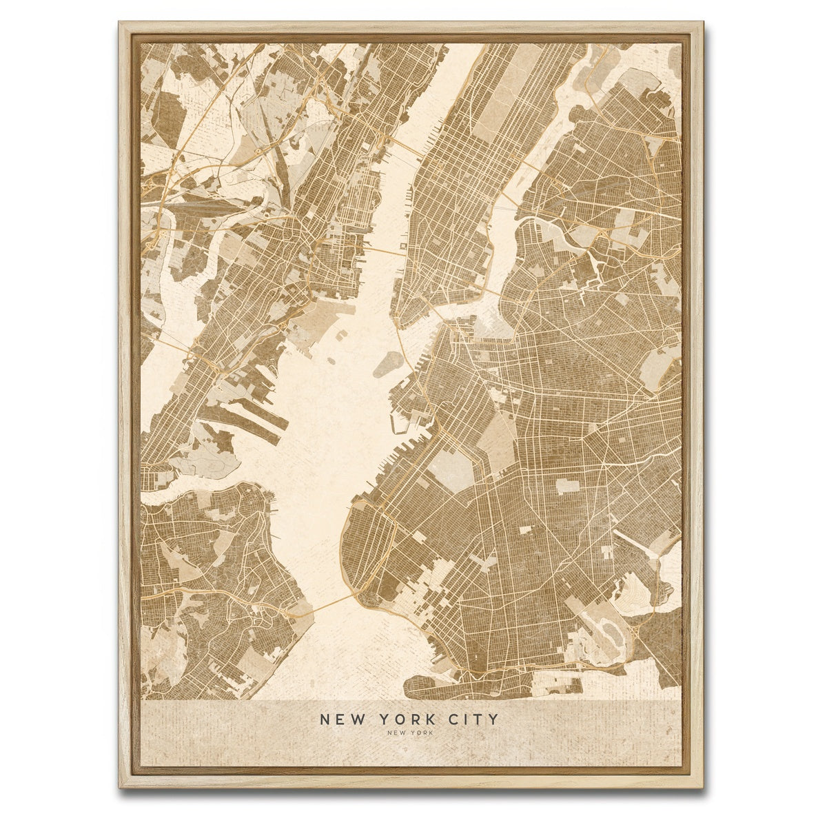 AUTO-MOCKUP WHITE | Sepia New York City | 1 Piece | Natural Framed Canvas | group=3x4