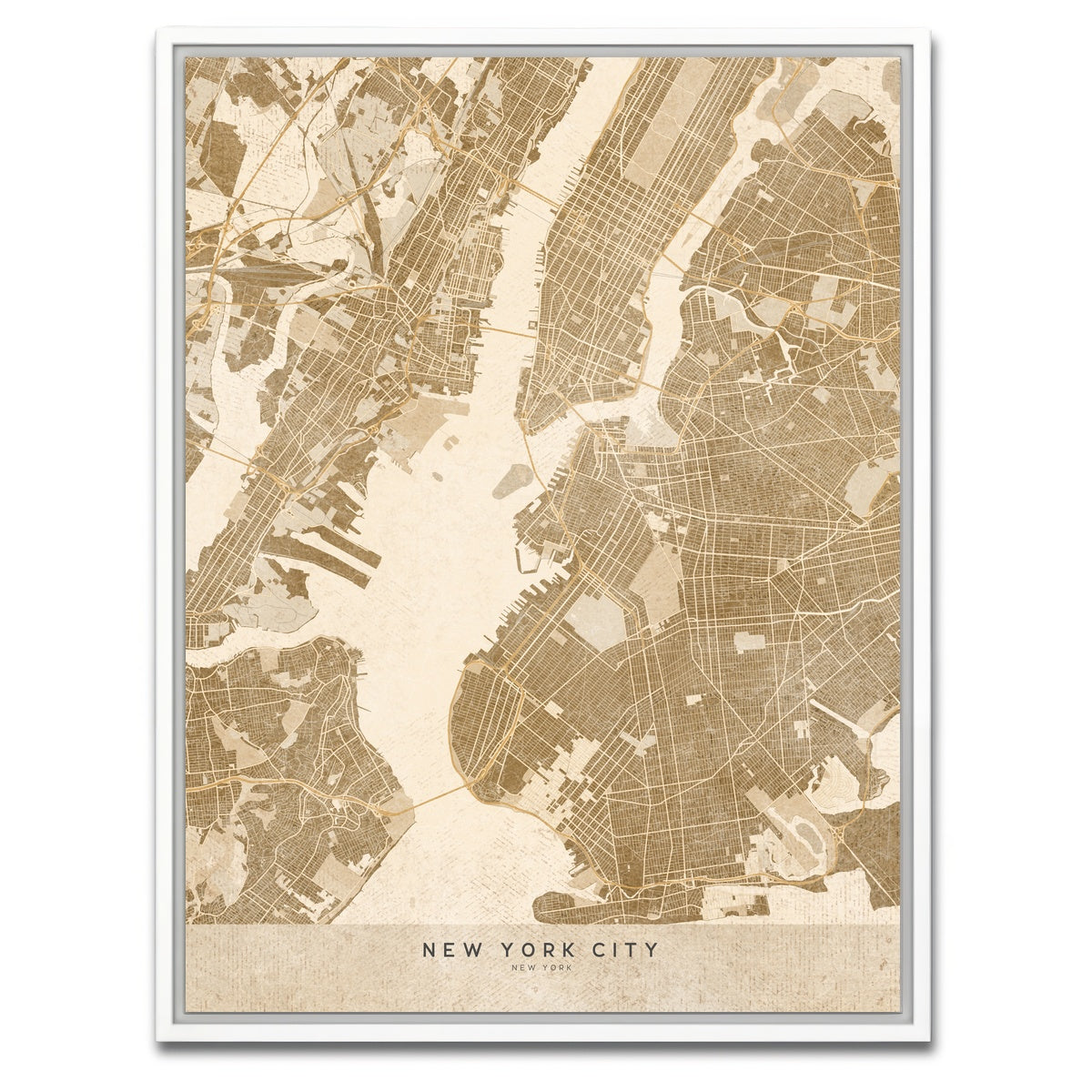 AUTO-MOCKUP WHITE | Sepia New York City | 1 Piece | White Framed Canvas | group=3x4