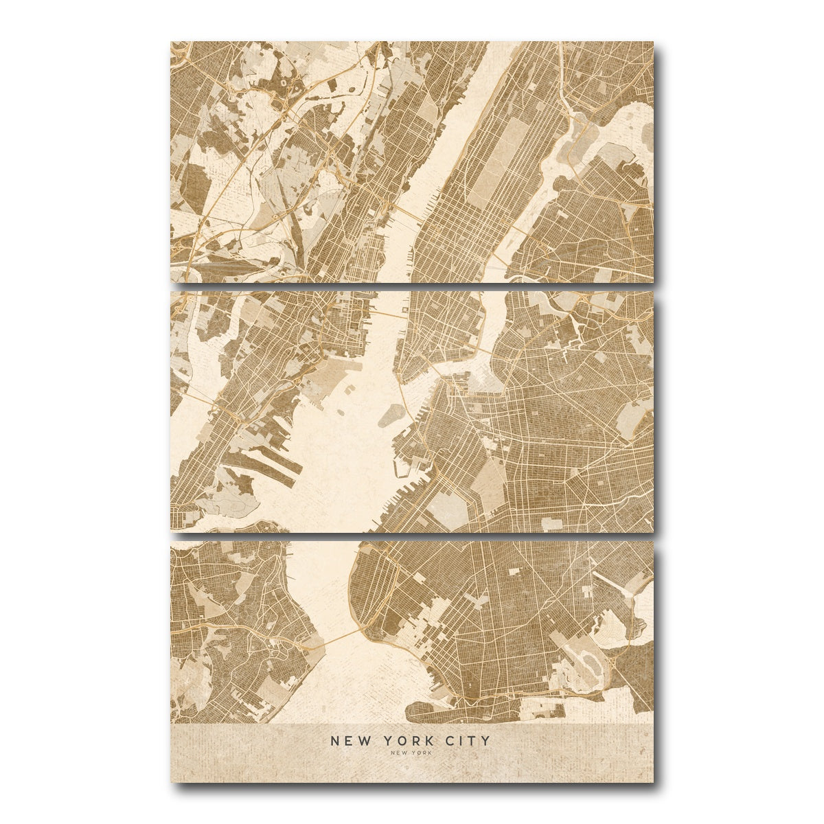 AUTO-MOCKUP WHITE | Sepia New York City | 3 Piece | Gallery Wrap Canvas | group=12x24_stacked