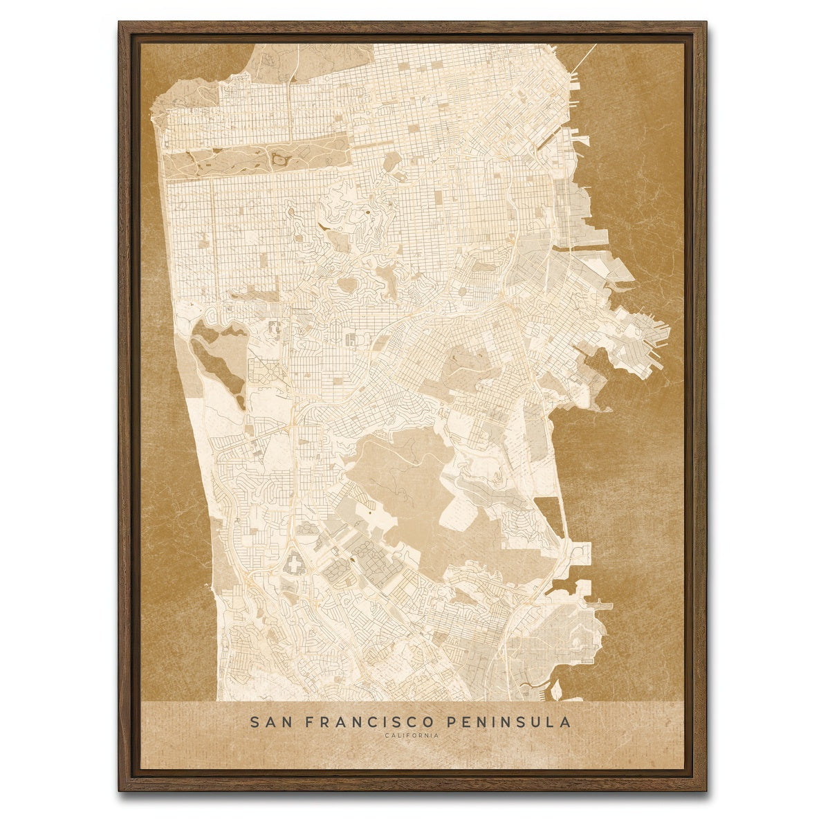 AUTO-MOCKUP WHITE | Sepia San Francisco Peninsula | 1 Piece | Walnut Framed Canvas | group=3x4
