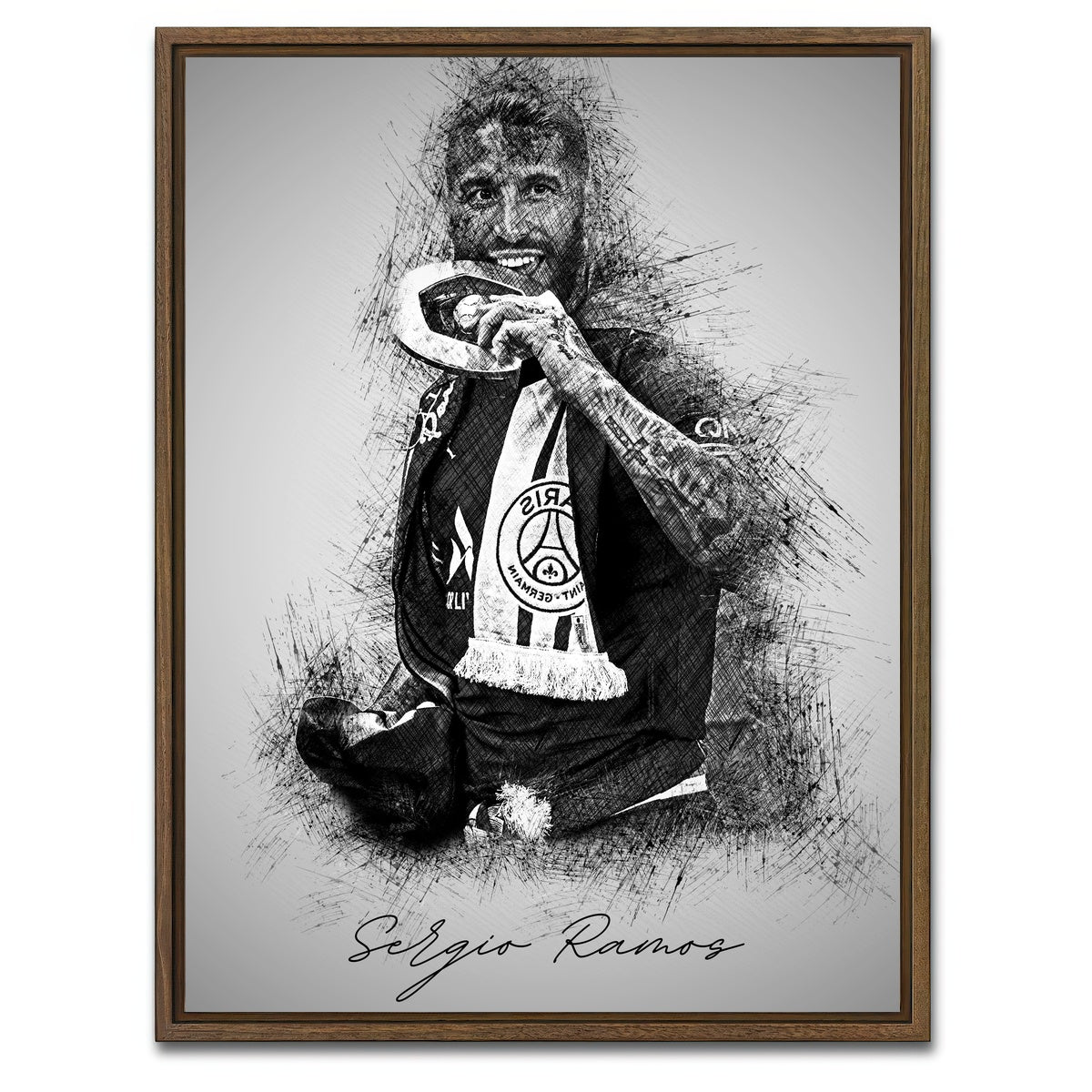 AUTO-MOCKUP WHITE | Sergio Ramos 2 | 1 Piece | Walnut Framed Canvas | group=3x4