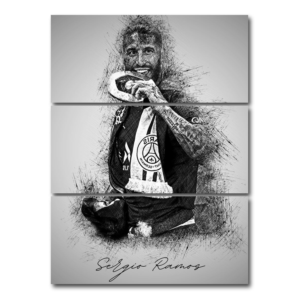 AUTO-MOCKUP WHITE | Sergio Ramos 2 | 3 Piece | Gallery Wrap Canvas | group=8x18_stacked