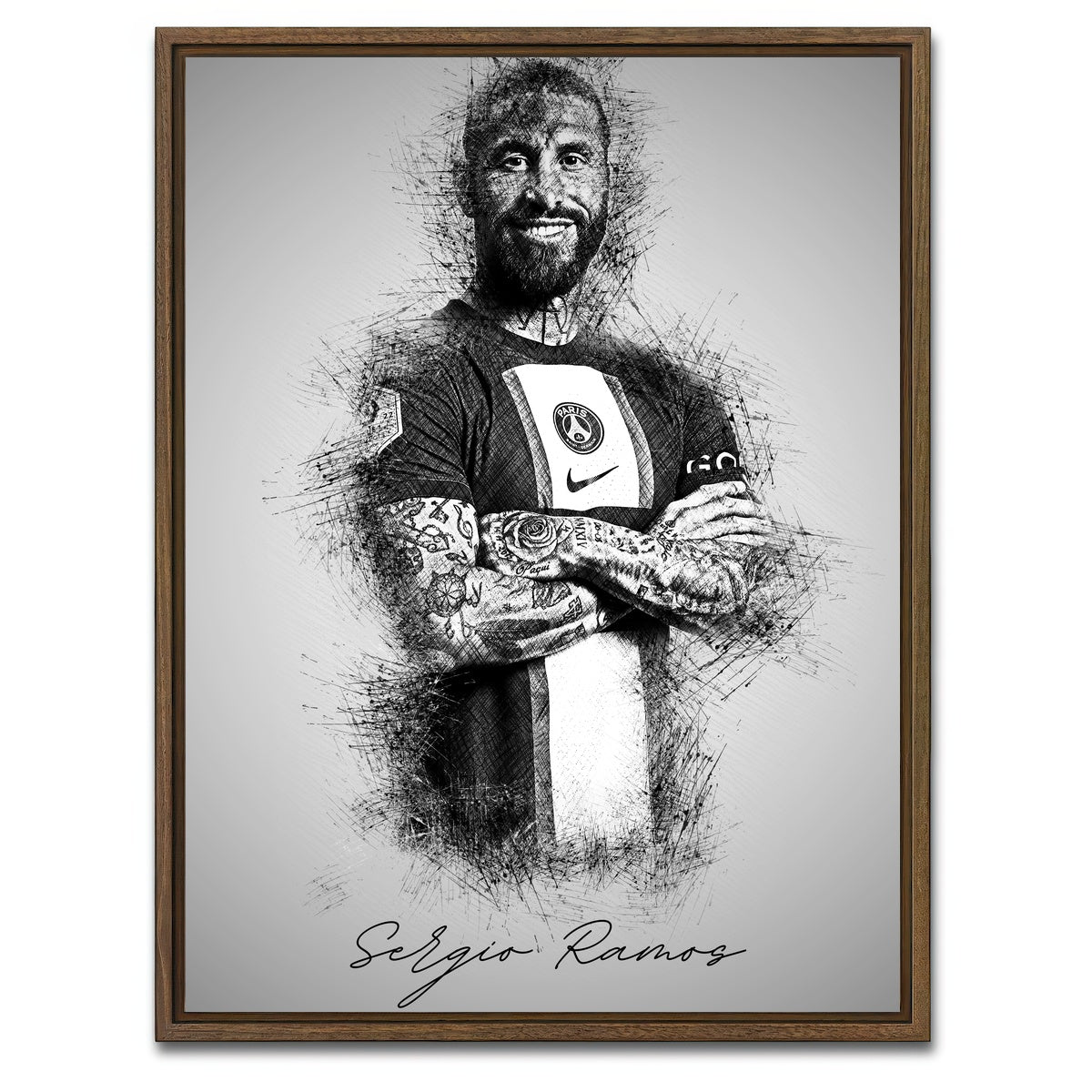 AUTO-MOCKUP WHITE | Sergio Ramos | 1 Piece | Walnut Framed Canvas | group=3x4