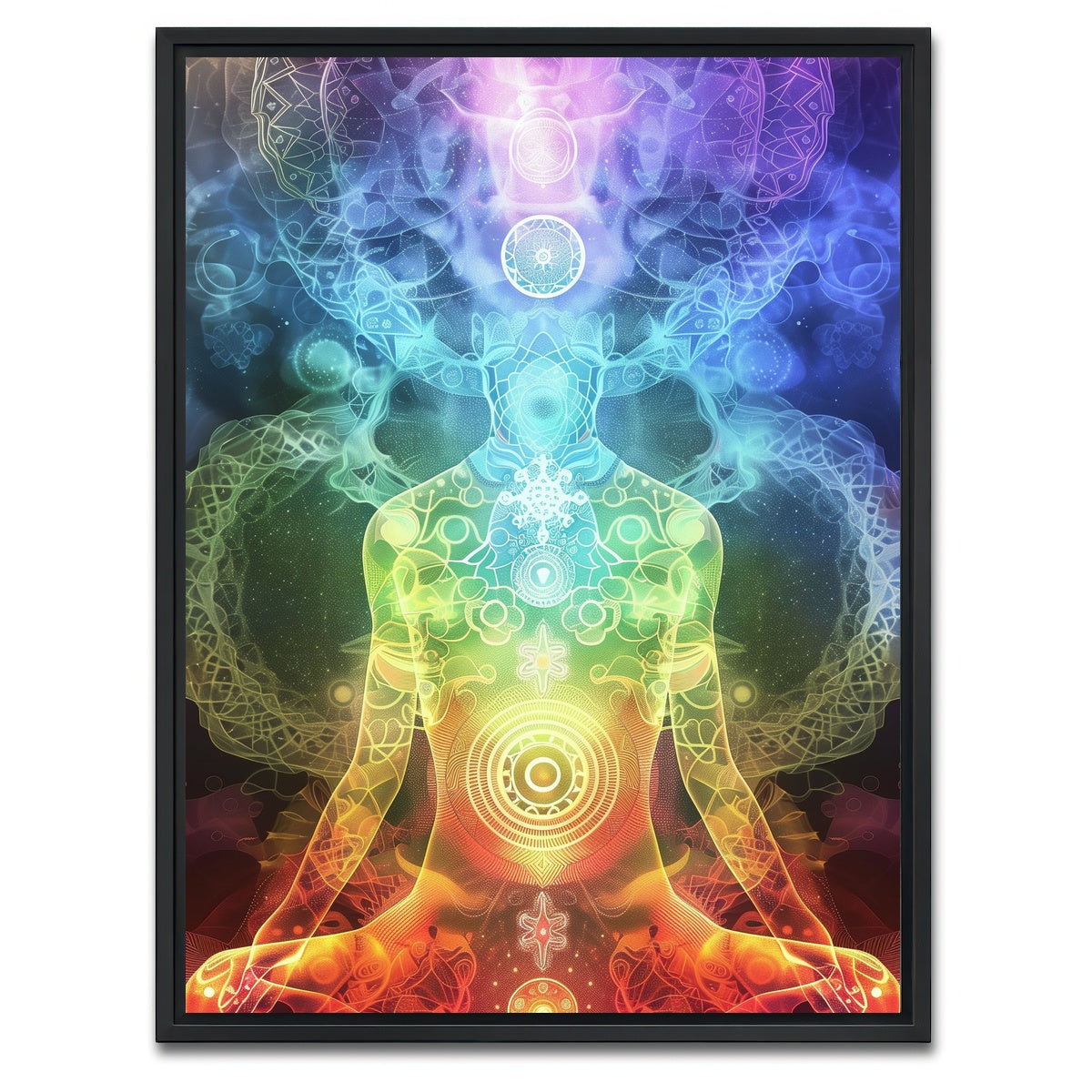 AUTO-MOCKUP WHITE | Seven chakras concept | 1 Piece | Black Framed Canvas | group=3x4