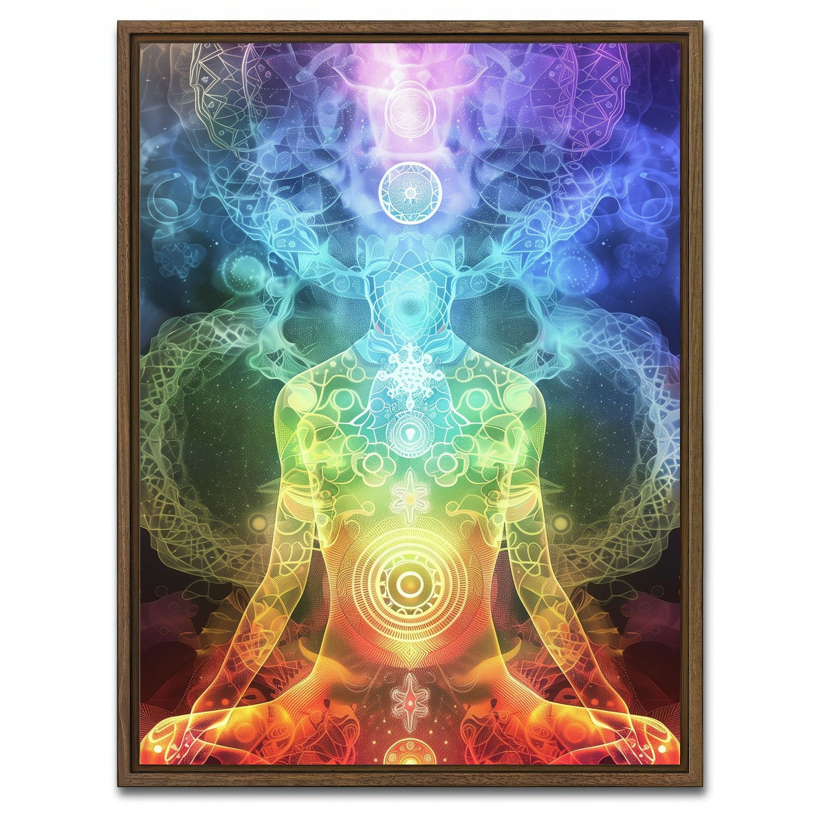 AUTO-MOCKUP WHITE | Seven chakras concept | 1 Piece | Walnut Framed Canvas | group=3x4