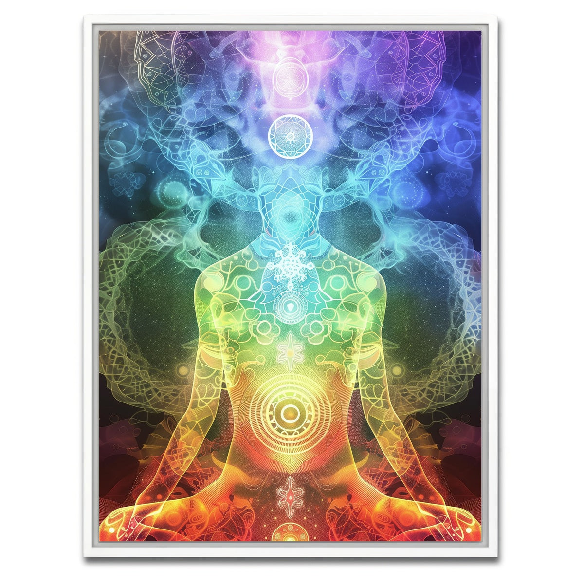 AUTO-MOCKUP WHITE | Seven chakras concept | 1 Piece | White Framed Canvas | group=3x4
