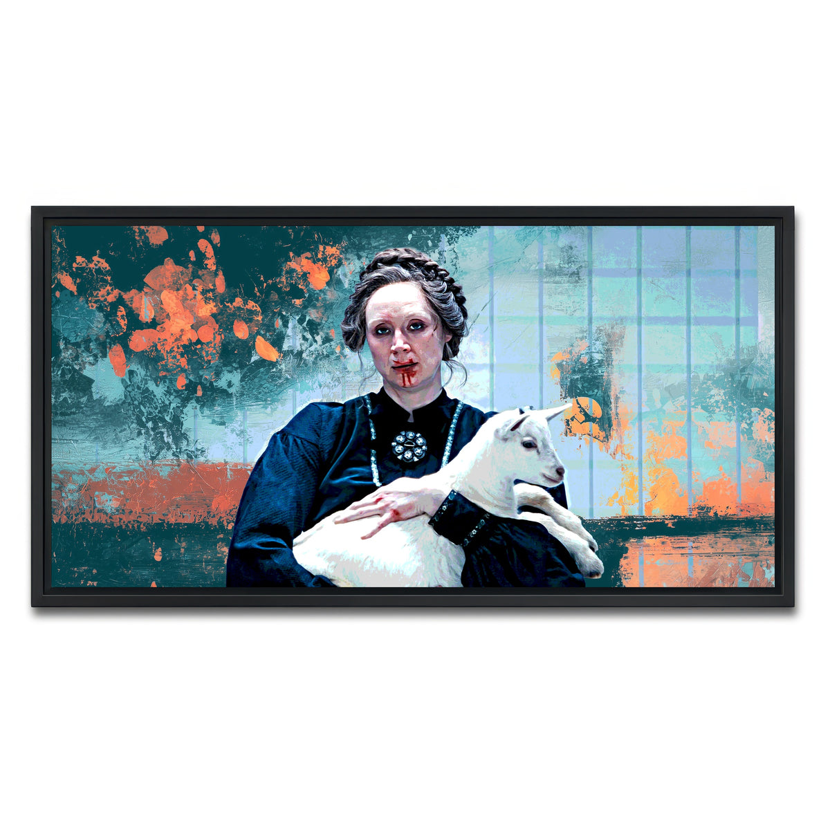AUTO-MOCKUP WHITE | Severance Lorne & Her Goat | 1 Piece | Black Framed Canvas | group=2x1