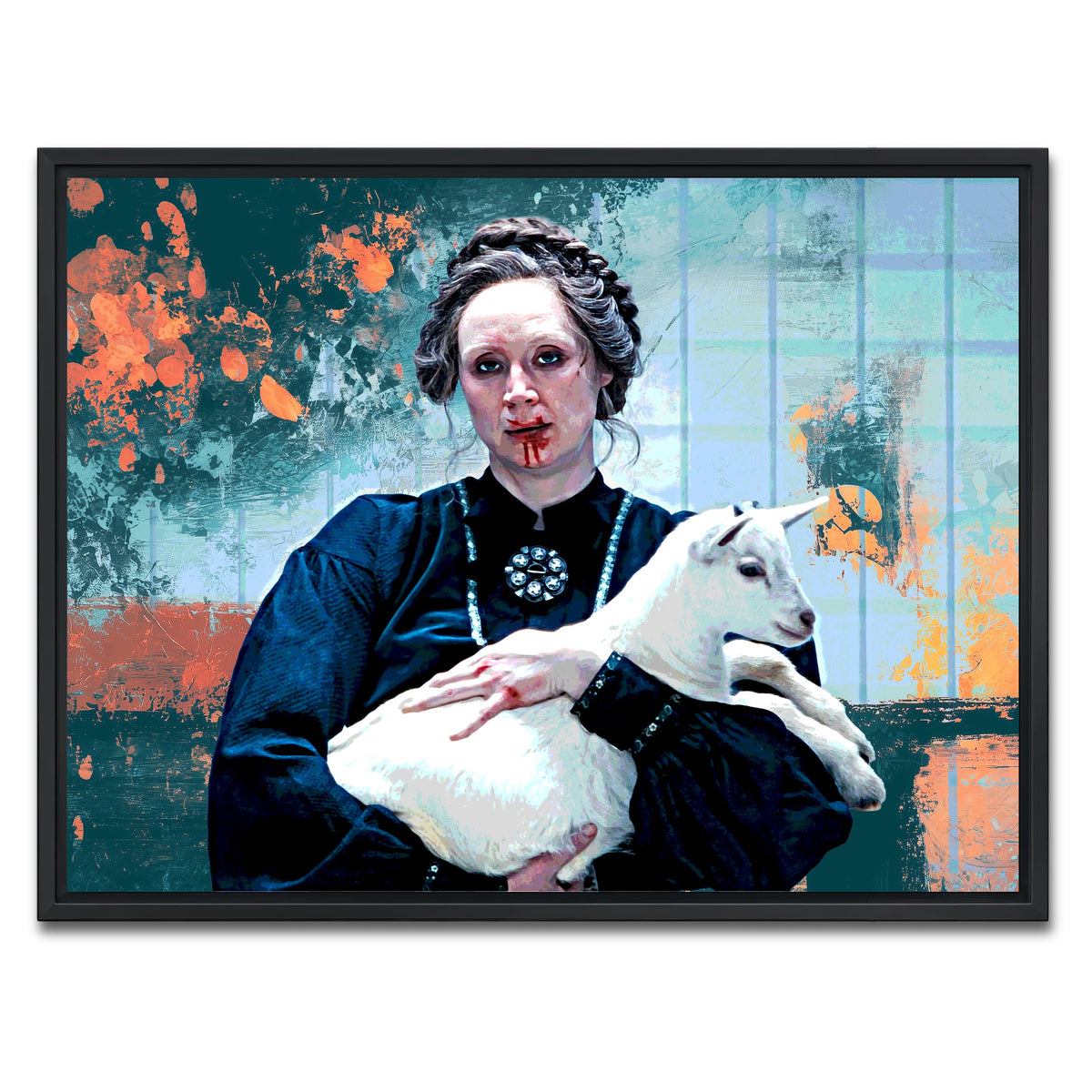 AUTO-MOCKUP WHITE | Severance Lorne & Her Goat | 1 Piece | Black Framed Canvas | group=4x3
