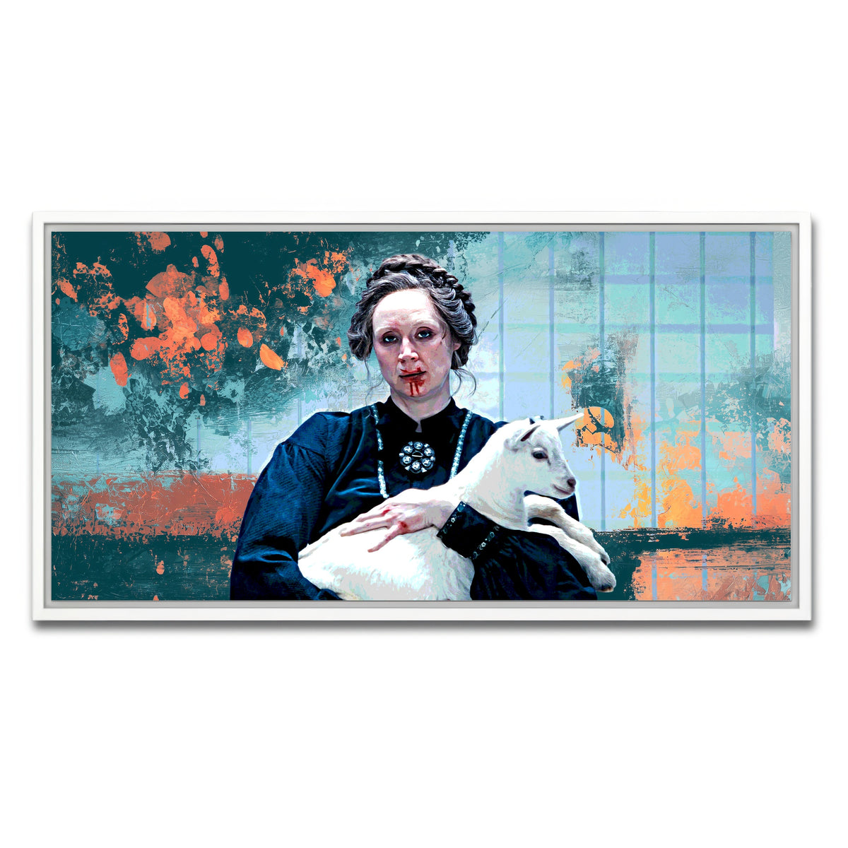 AUTO-MOCKUP WHITE | Severance Lorne & Her Goat | 1 Piece | White Framed Canvas | group=2x1