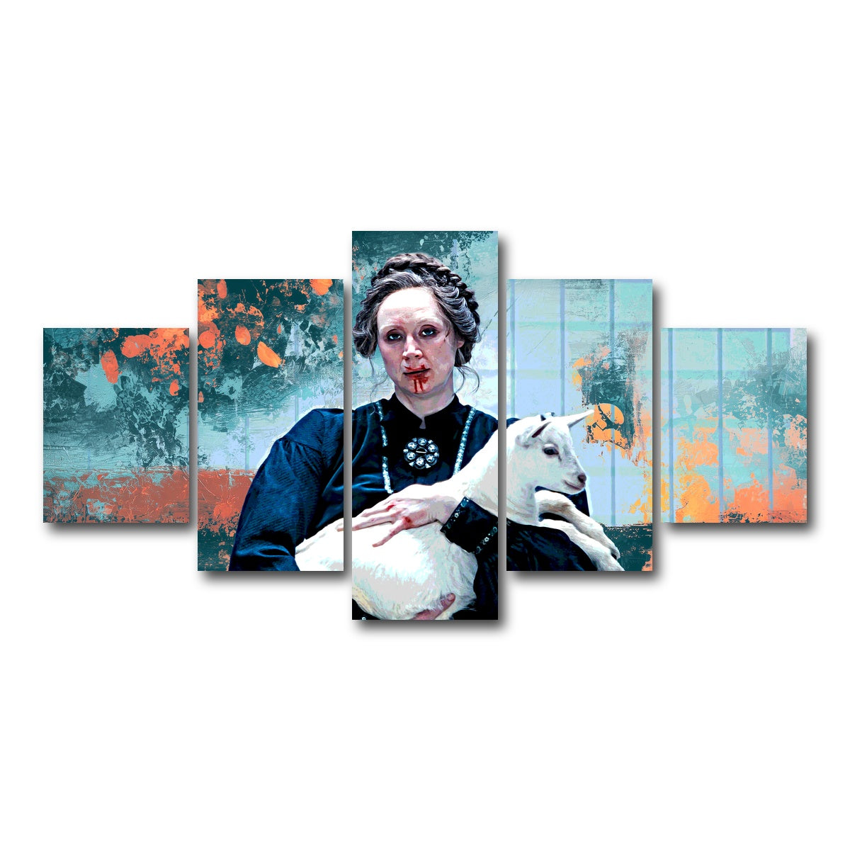 AUTO-MOCKUP WHITE | Severance Lorne & Her Goat | 5 Piece | Gallery Wrap Canvas | group=5_short