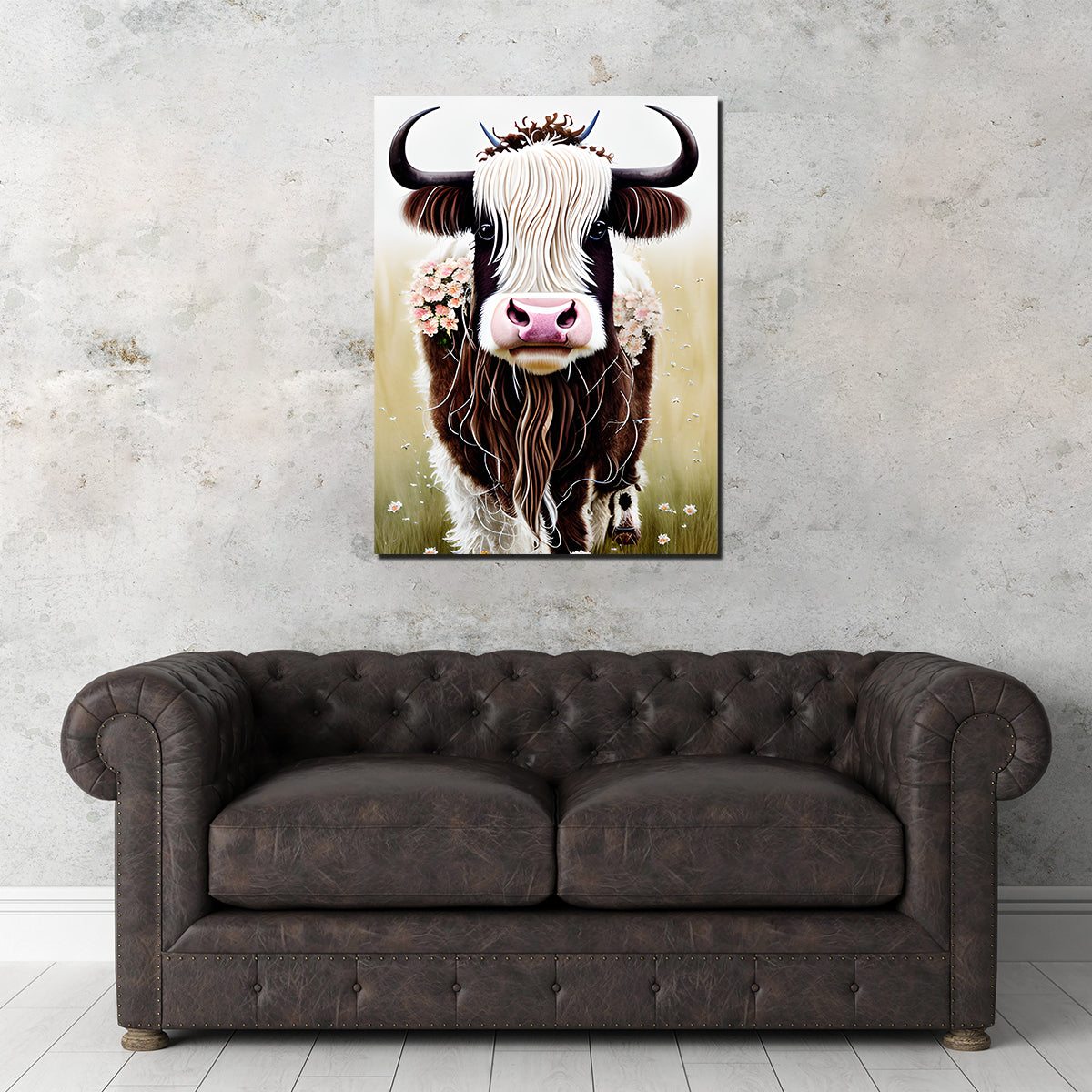 Shabby Chic Highland Cow Wall Art