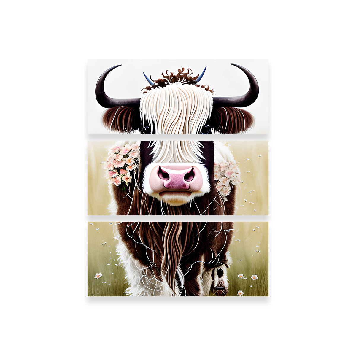 Shabby Chic Highland Cow Wall Art