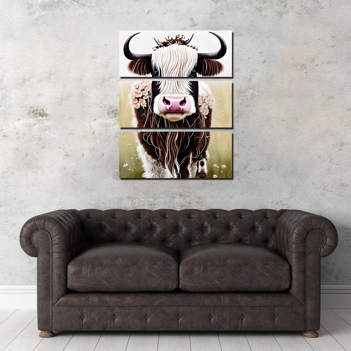 Shabby Chic Highland Cow Wall Art
