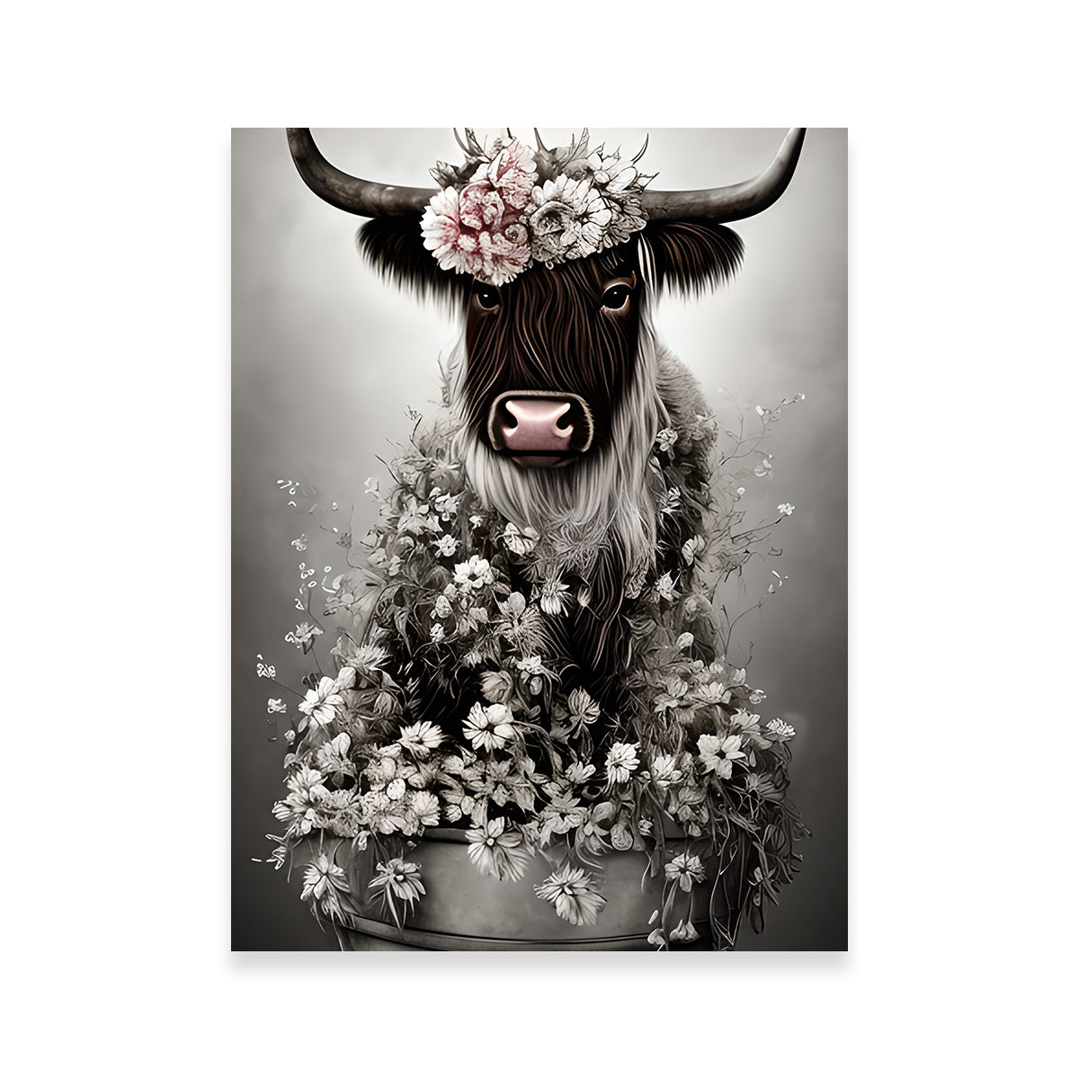 Shabby Highland Cow Wall Art