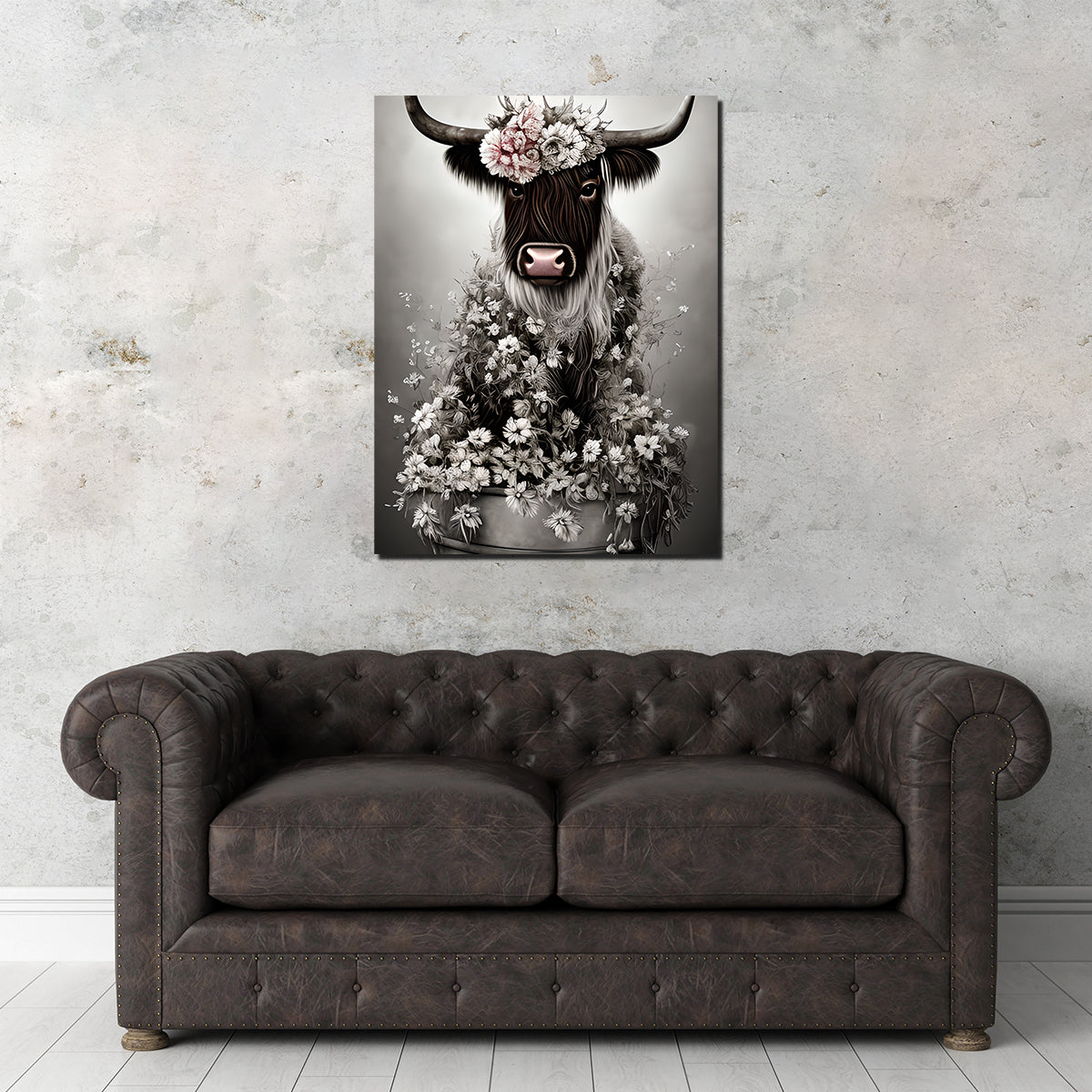 Shabby Highland Cow Wall Art