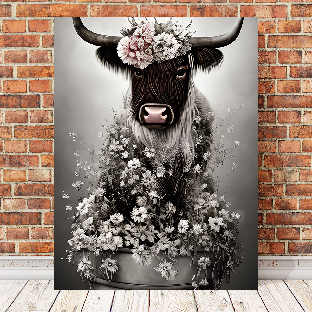 Shabby Highland Cow Wall Art