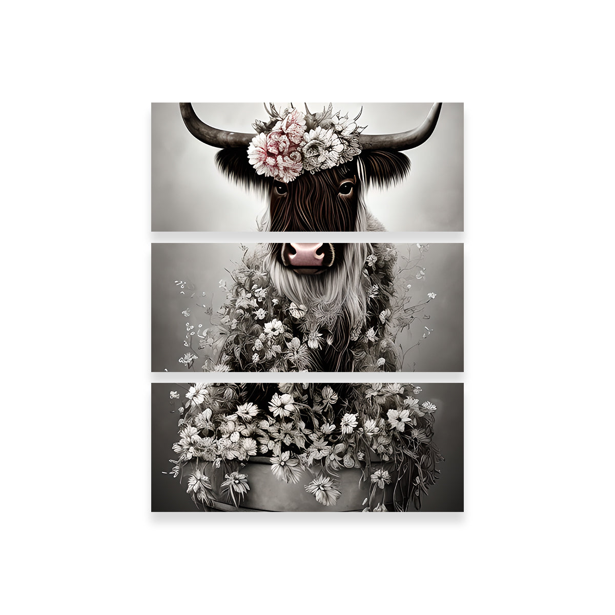 Shabby Highland Cow Wall Art