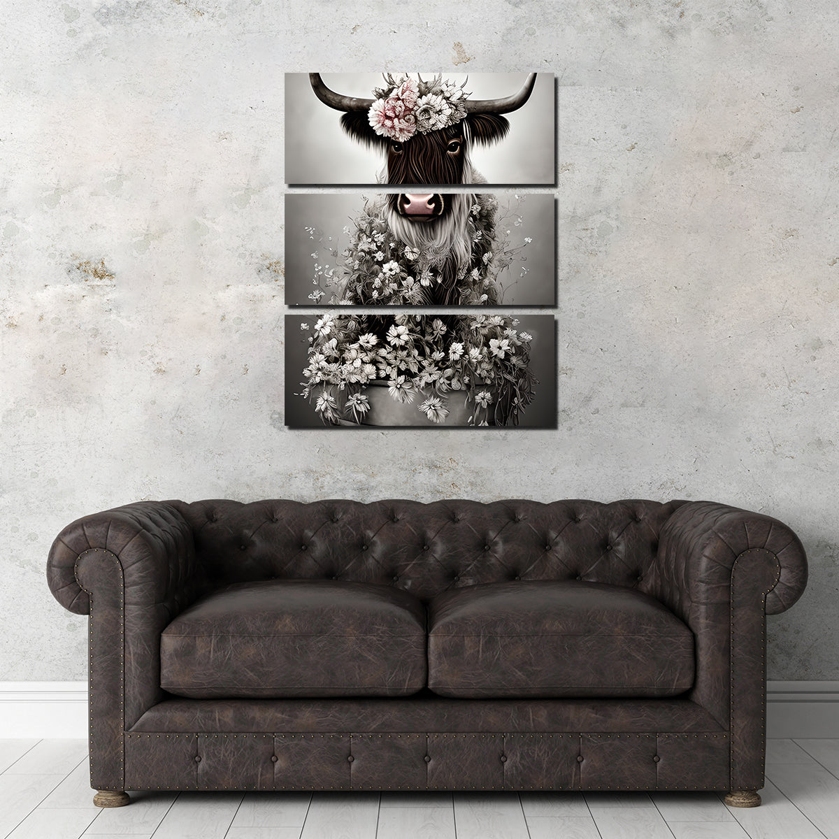 Shabby Highland Cow Wall Art