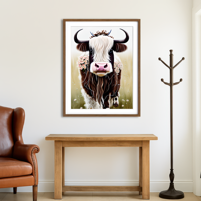 AUTO-MOCKUP ROOM | Shabby Chic Highland Cow Wall Art