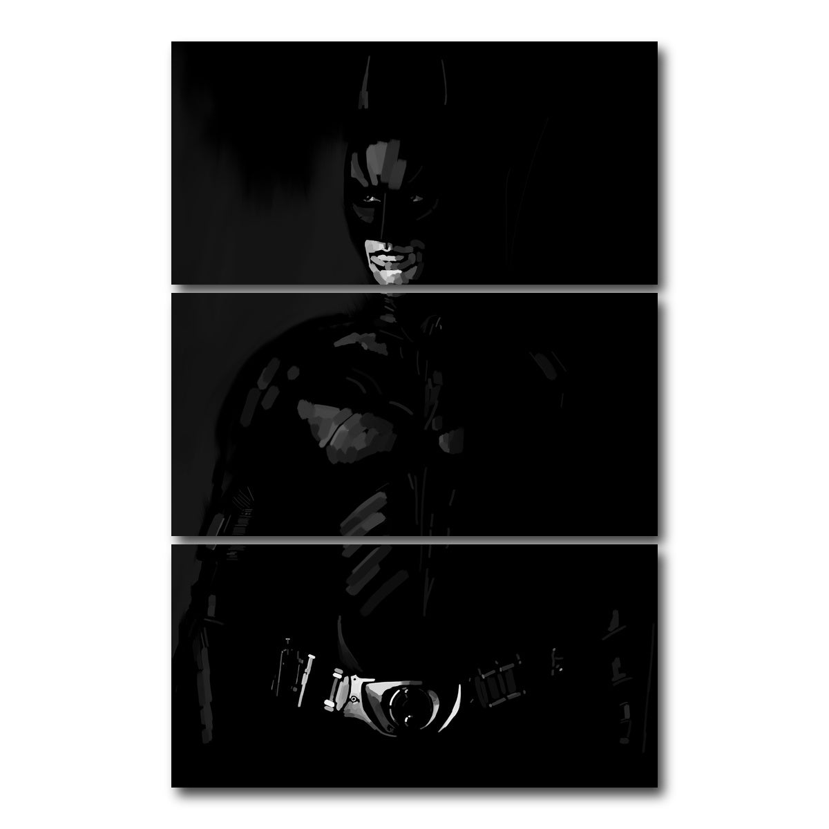 AUTO-MOCKUP WHITE | Shadow Dark Knight | 3 Piece | Gallery Wrap Canvas | group=12x24_stacked