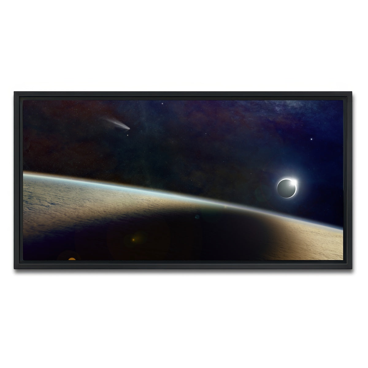AUTO-MOCKUP WHITE | Shadow of the Solar Eclipse | 1 Piece | Black Framed Canvas | group=2x1